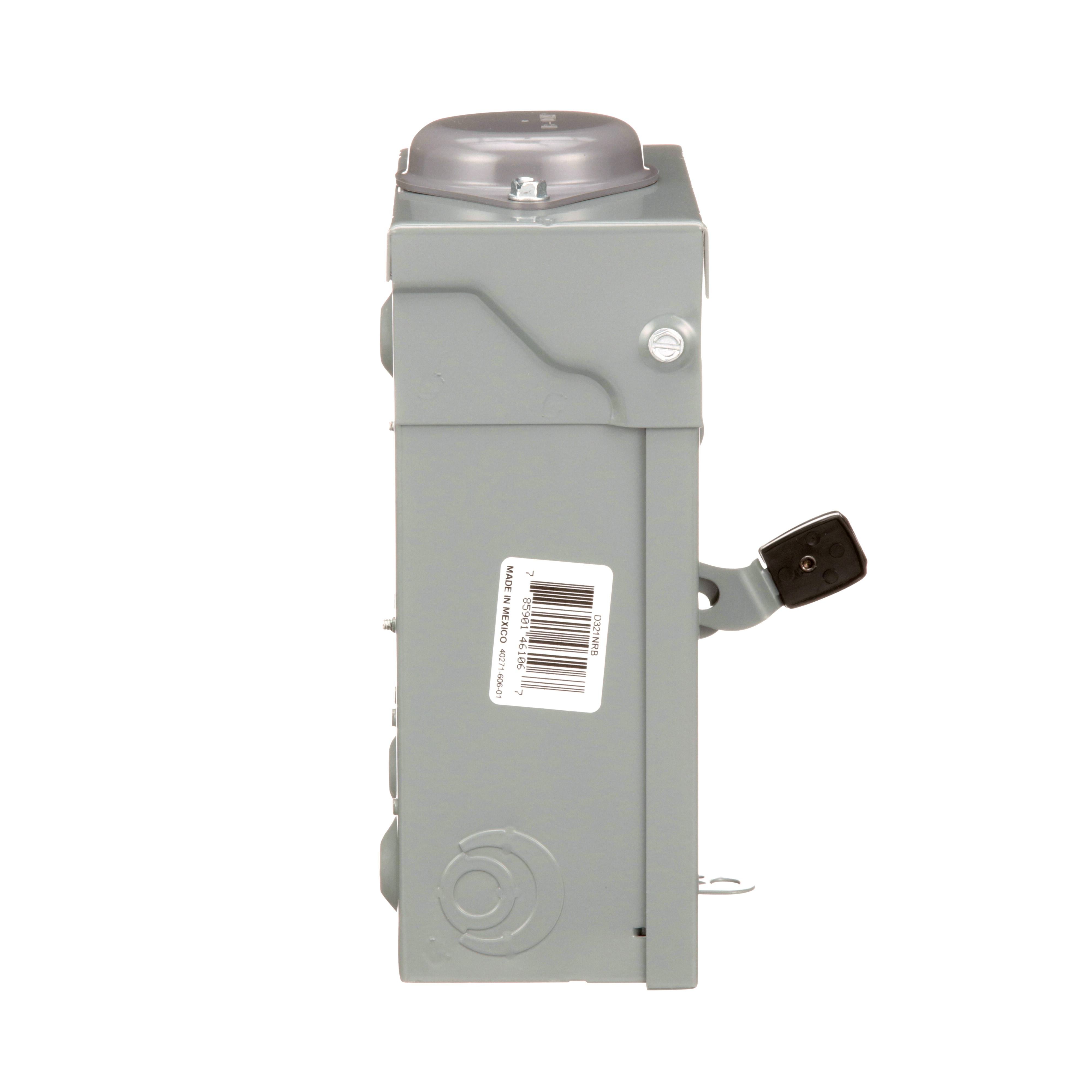Picture of D321NRB - Safety switch, general duty, fusible, 30A, 3 pole, 7.5hp, 240VAC, NEMA 3R, bolt on provision, neutral factory installed