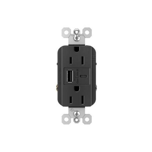Picture of R26USBAC6BK - radiant® 15A Tamper-Resistant Ultra-Fast USB Type A/C Outlet, Black