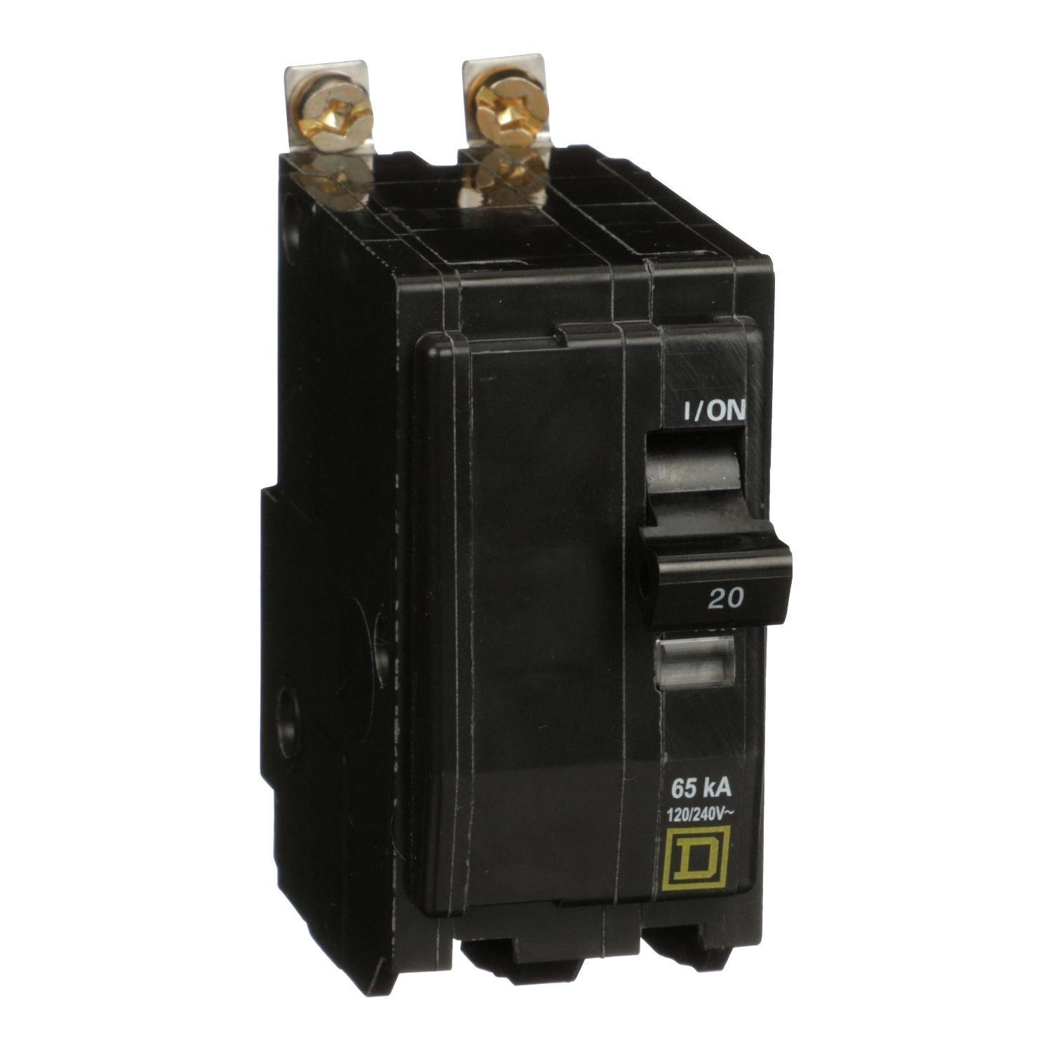 Picture of QHB220 - Mini circuit breaker, QO, 20A, 2 pole, 120/240VAC, 65kA, bolt on