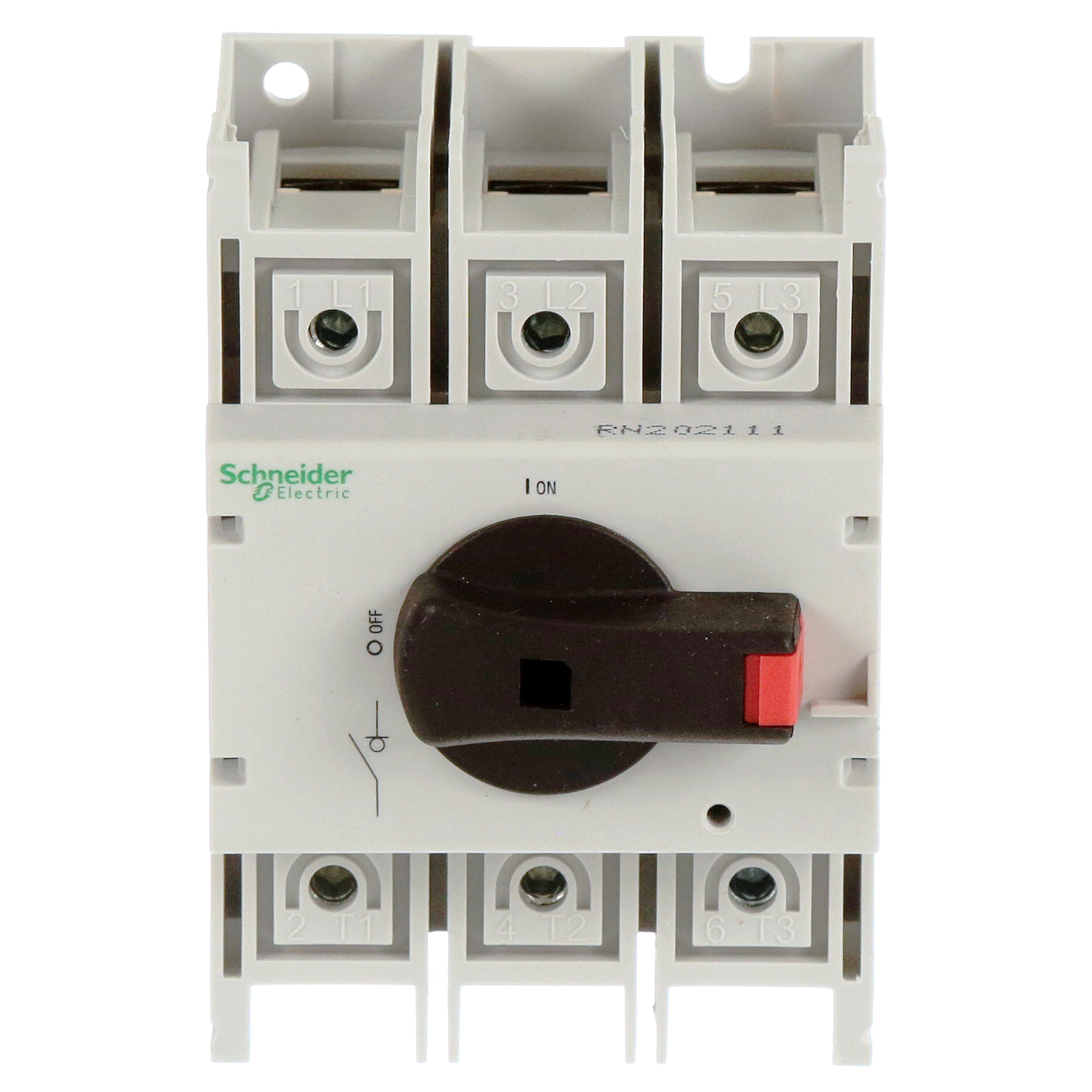 VLS3P063R2 - Disconnect switch, TeSys VLS, body switch, 60A, 40HP at 480VAC, UL98, three phase, 50kA SCCR, size 2, DIN rail mount