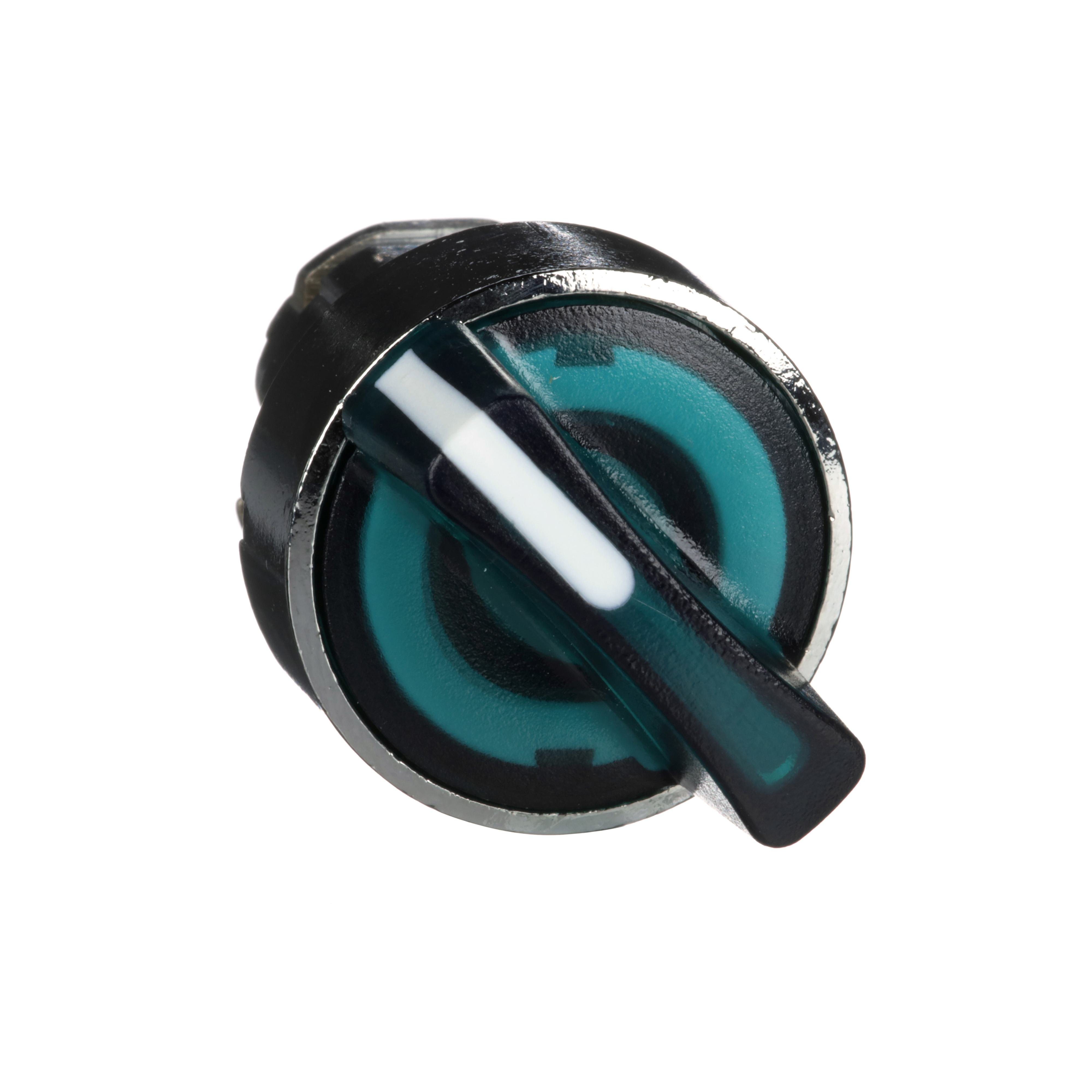 ZB4BK1233 - Head for illuminated selector switch, Harmony XB4, metal, green handle, 22mm, universal LED, 2 positions, stay put