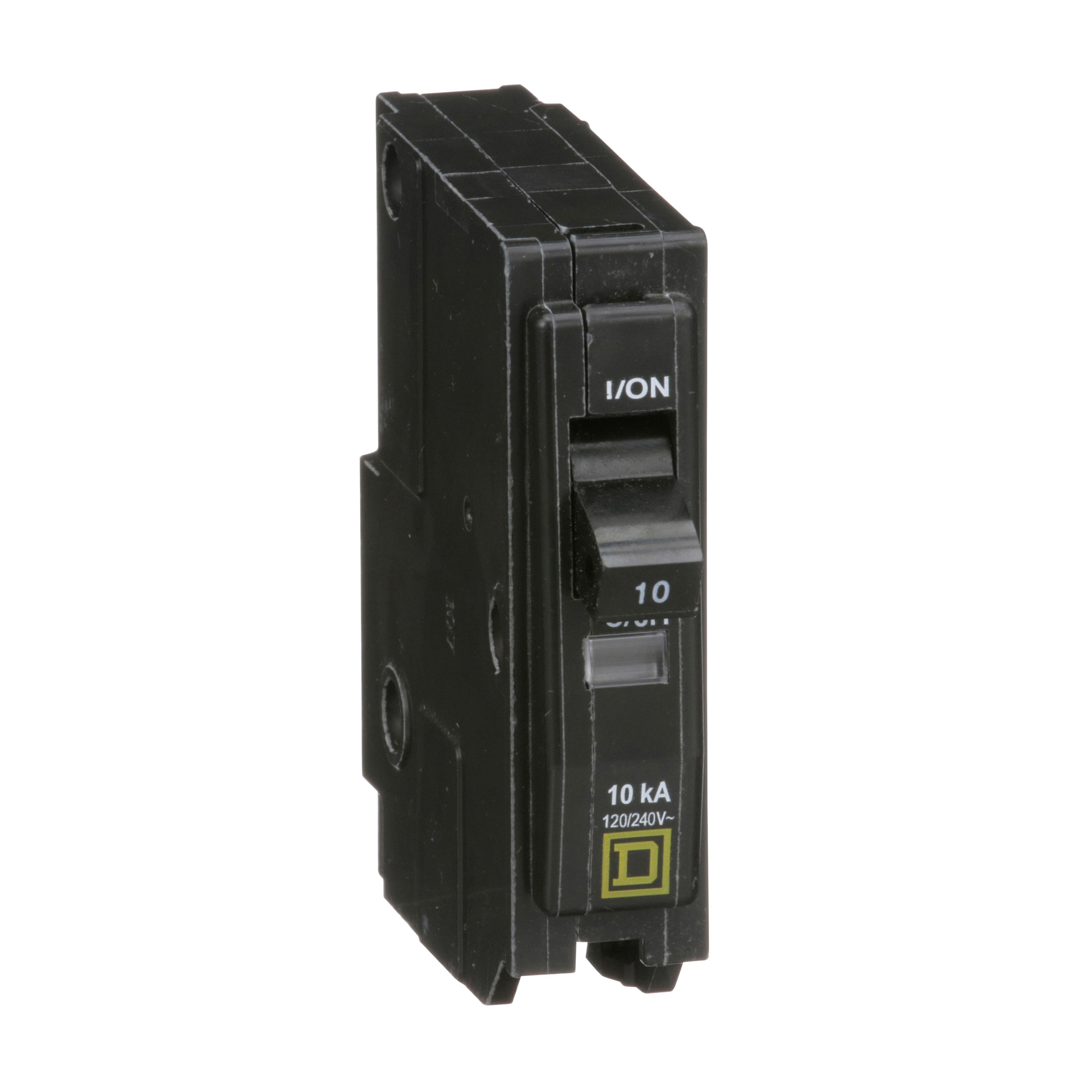 Picture of QO110 - Mini circuit breaker, QO, 10A, 1 pole, 120/240VAC, 10kA, plug in mount