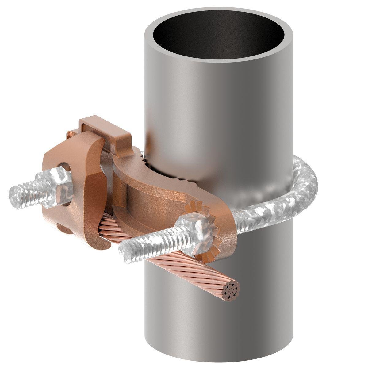 Picture of GAR3904 - Mechanical Grounding Connector, Conductor to Water Pipe, 4-4/0 AWG, 2-1/2" - 3-1/2" Pipe , 3/8" Stud