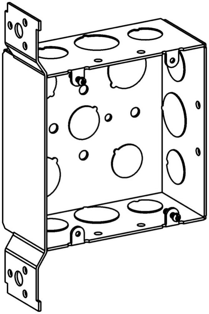 5SDB-50/75-FB - 2-1/8" DEEP, 4-11/16" SQUARE (5S) BOX WELDED WITH 1/2" & 3/4" KO & FB BRACKET