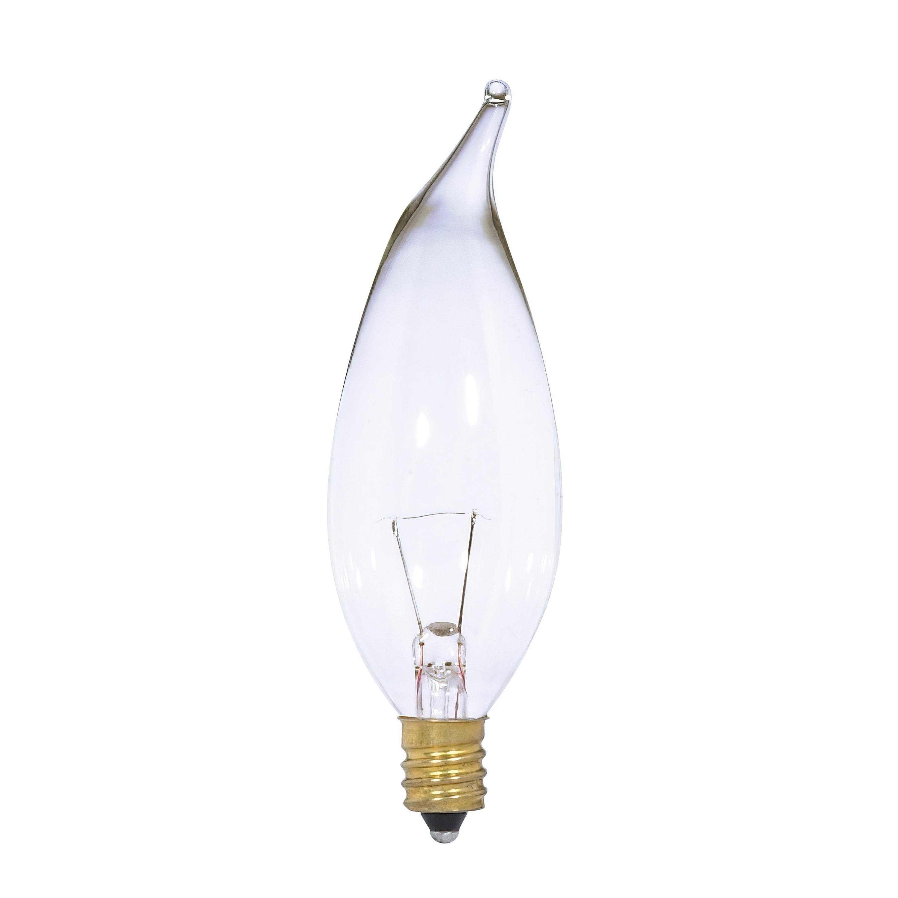 S3868 - 25 Watt CA10 Incandescent - Clear - 1500 Average rated hours - 250 Lumens - Candelabra base - 12 Volt