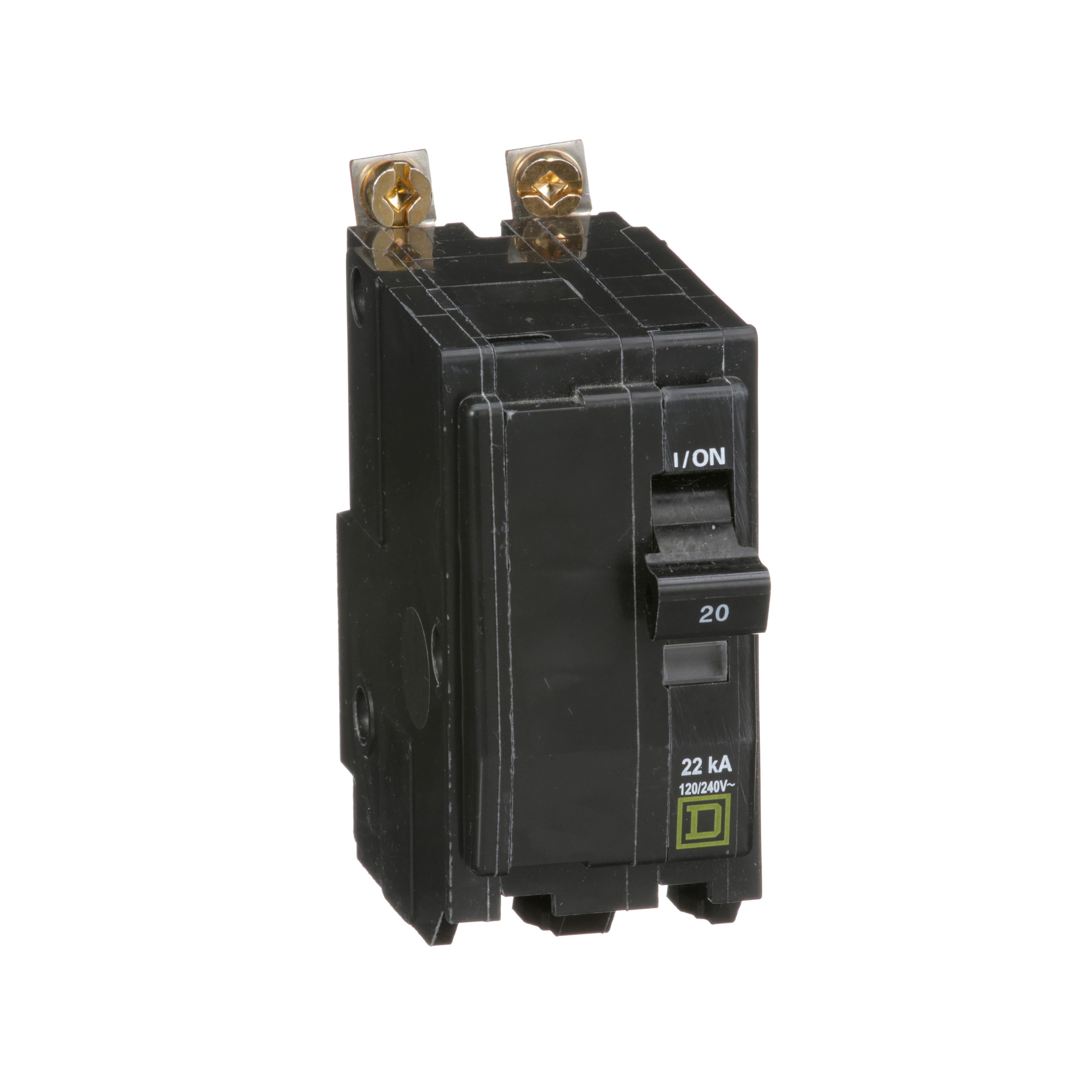 QOB220VH - Mini circuit breaker, QO, 20A, 2 pole, 120/240VAC, 22kA, bolt on