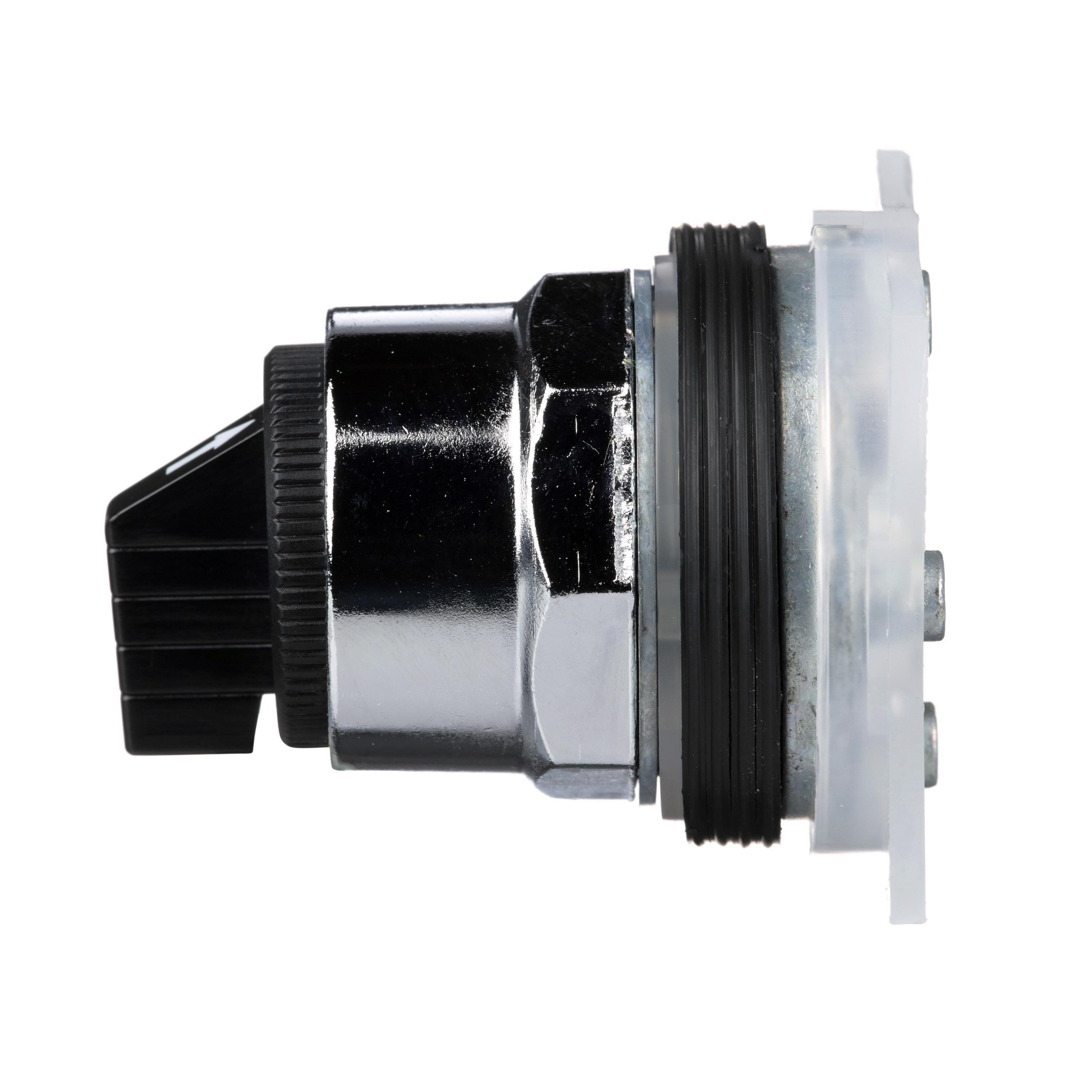 9001KS53B - 30mm Push Button, Type K, selector switch, 3 position, C cam, spring return both sides to center, black knob