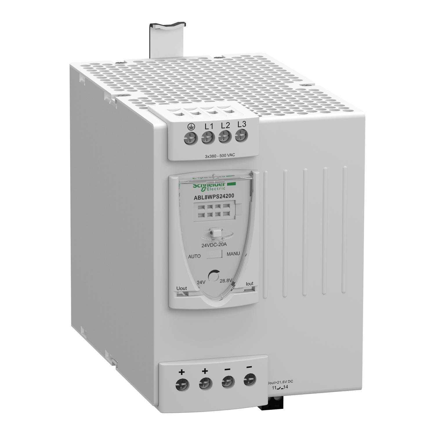 Picture of ABL8WPS24200 - Regulated switch power supply, modicon power supply, 3 phases, 380 to 500V AC, 24V, 20A