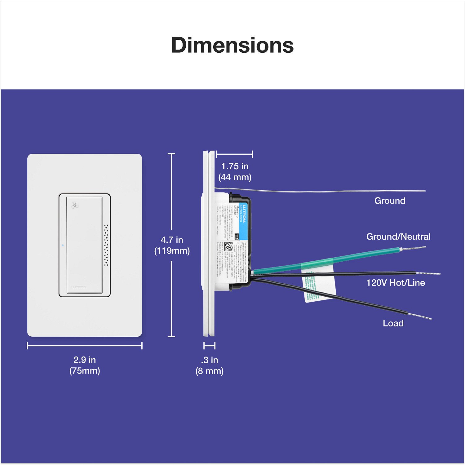 Picture of MS-HS3-WH - XactSense Humidity Sensor Switch - Perfect for Bathrooms