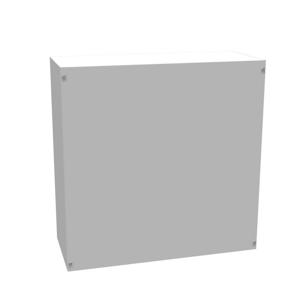 Picture of 242410-SC1-NK - 24X10x24 Screw Cover Type 1 UL Listed Steel No Knockouts ANSI 61 Gray Cover With Teardrop Slots Mounting Holes In Back