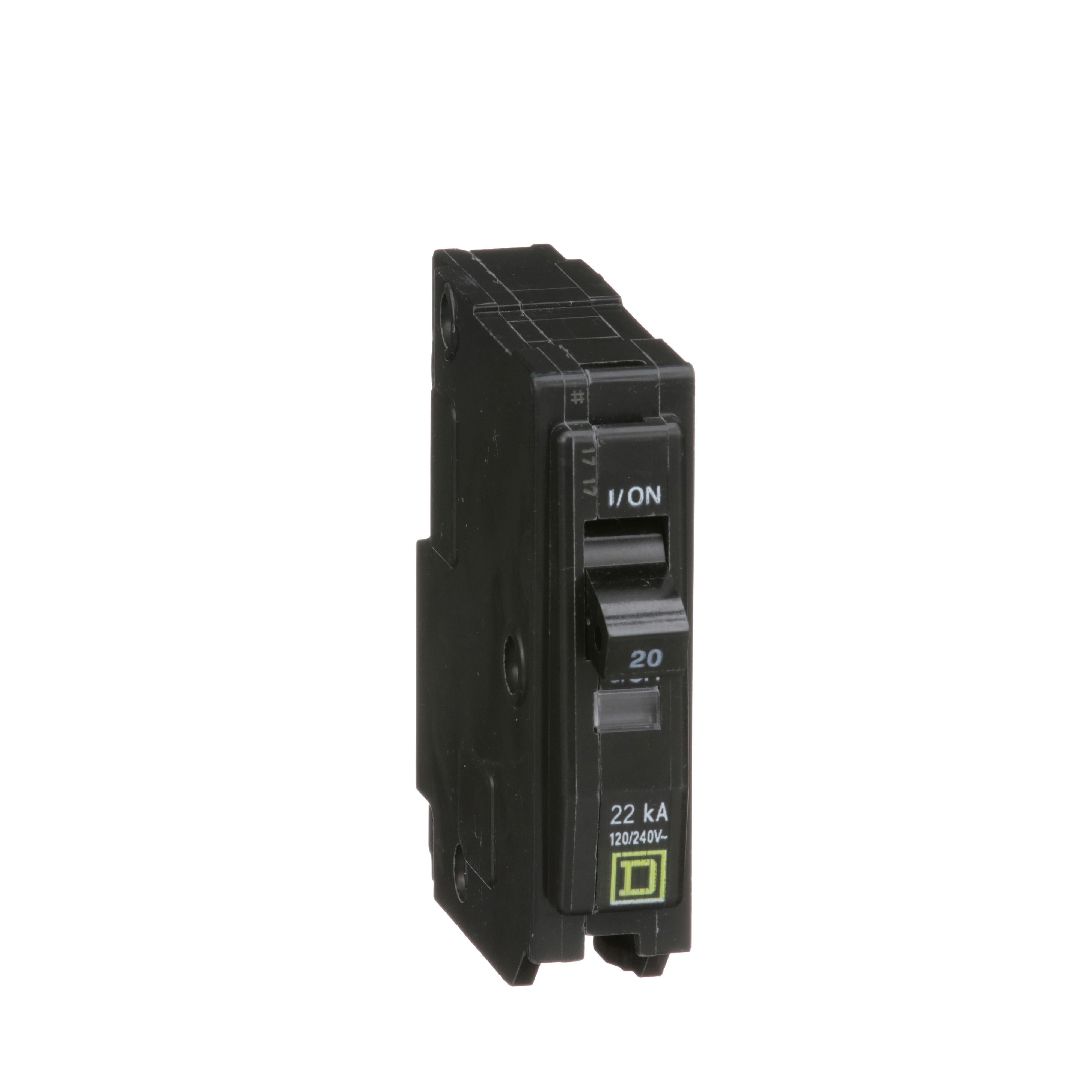 QO120VH - Mini circuit breaker, QO, 20A, 1 pole, 120/240VAC, 22kA, plug in