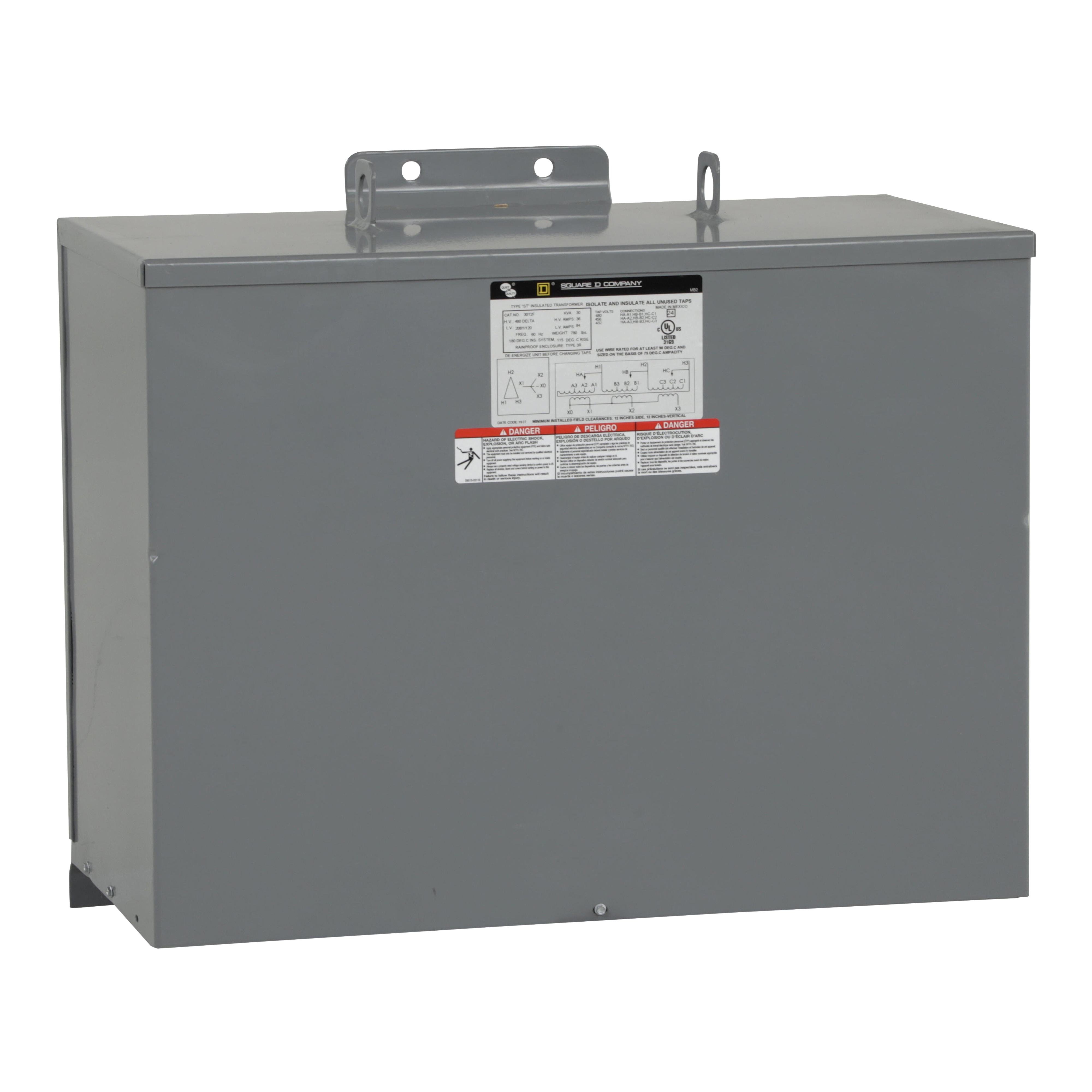 Picture of 30T2F - Transformer, dry type, encapsulated, 30kVA, 3 phase, 480V primary, 208Y/120V secondary, 16C, 115C rise [TAA]
