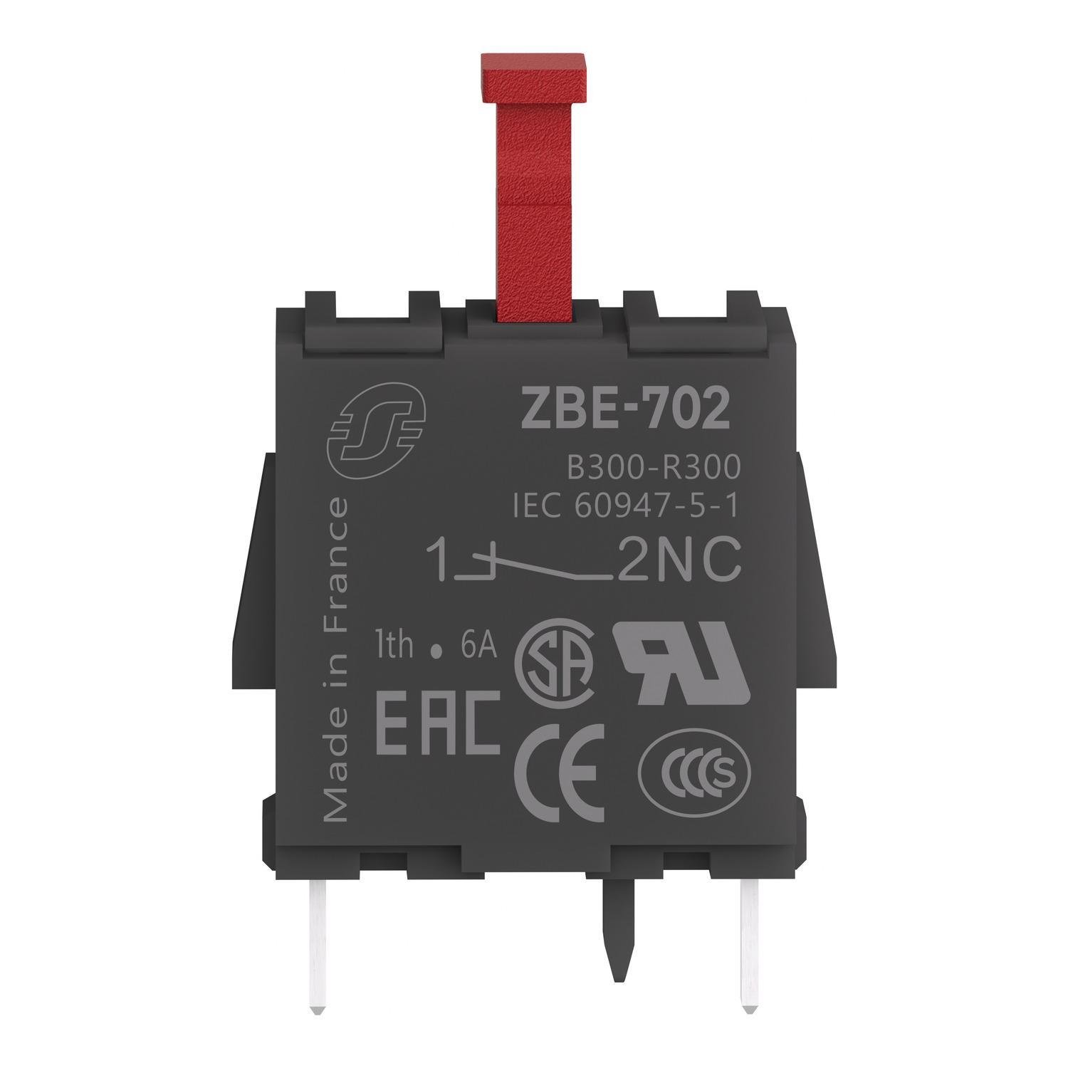 ZBE702 - Single contact block, Harmony XB4, silver alloy, pins for printed circuit board, 1NC