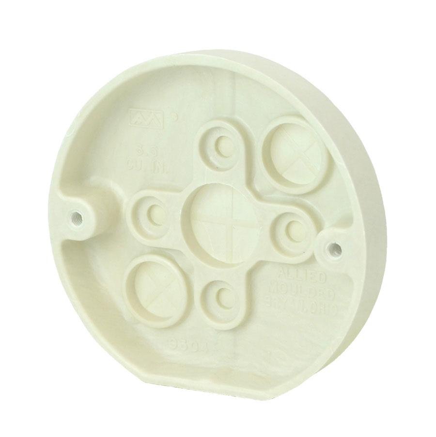 9304 - 3/0 round pan box for use with wall light fixtures and nonmetallic sheathed cable