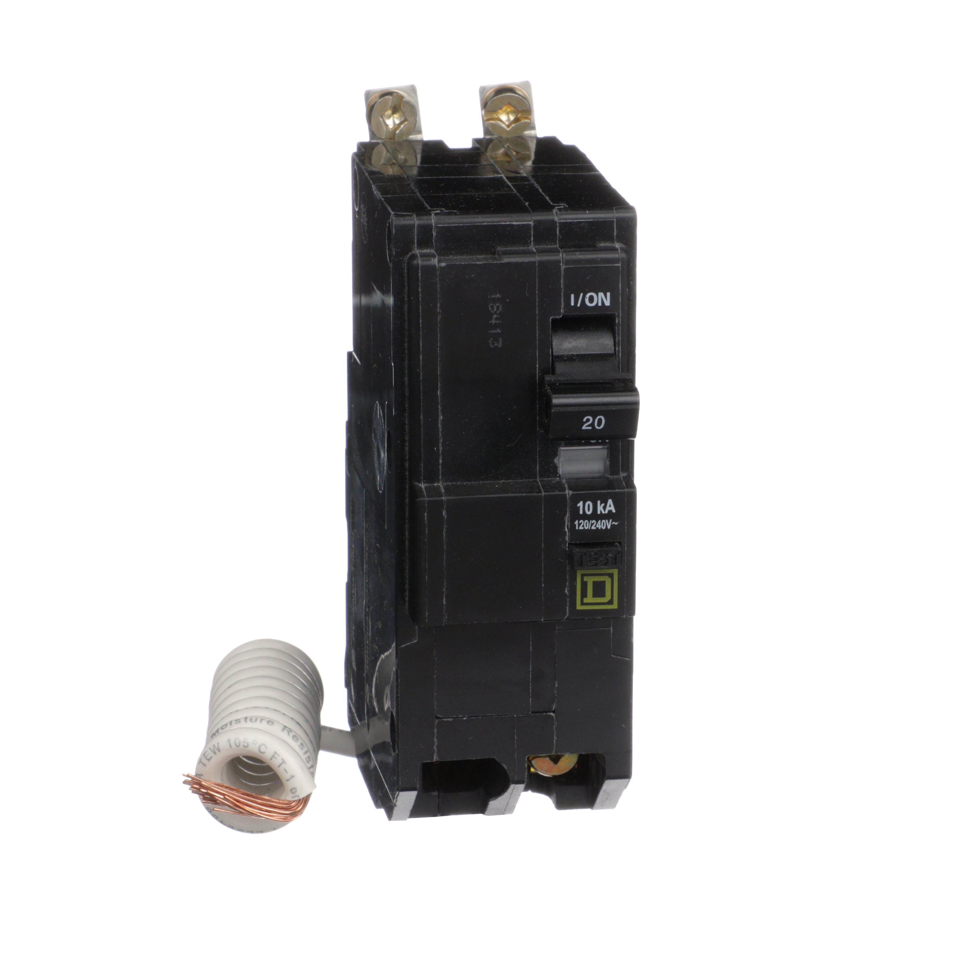 QOB220EPD - [TAA] Mini circuit breaker, QO, 20A, 2 pole, 120/240VAC, 10kA, bolt on, 30mA grd fault B