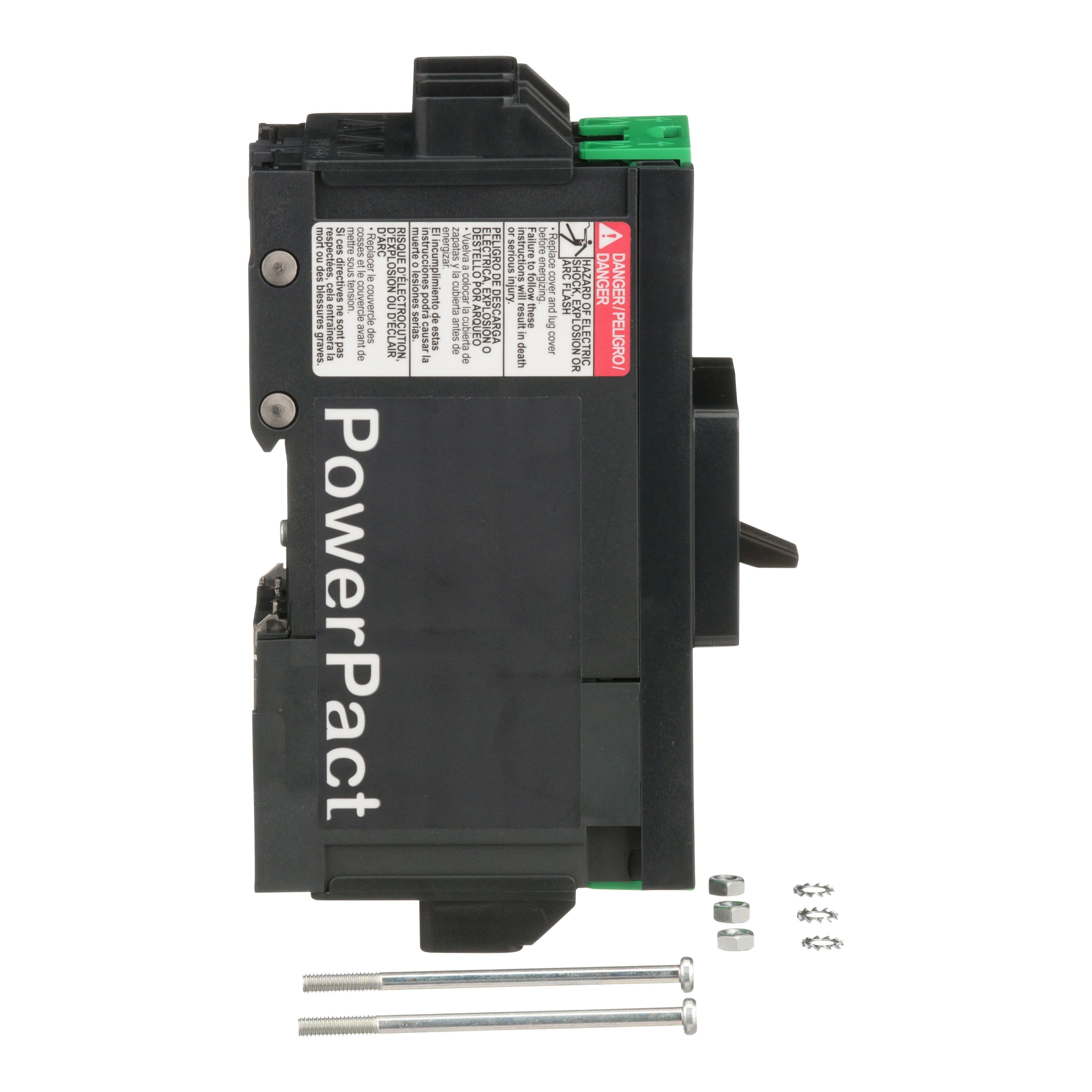 Picture of BDL26100 - Circuit breaker, PowerPacT B, 100A, 2 pole, 600Y/347VAC, 14kA, lugs, thermal magnetic, 80%