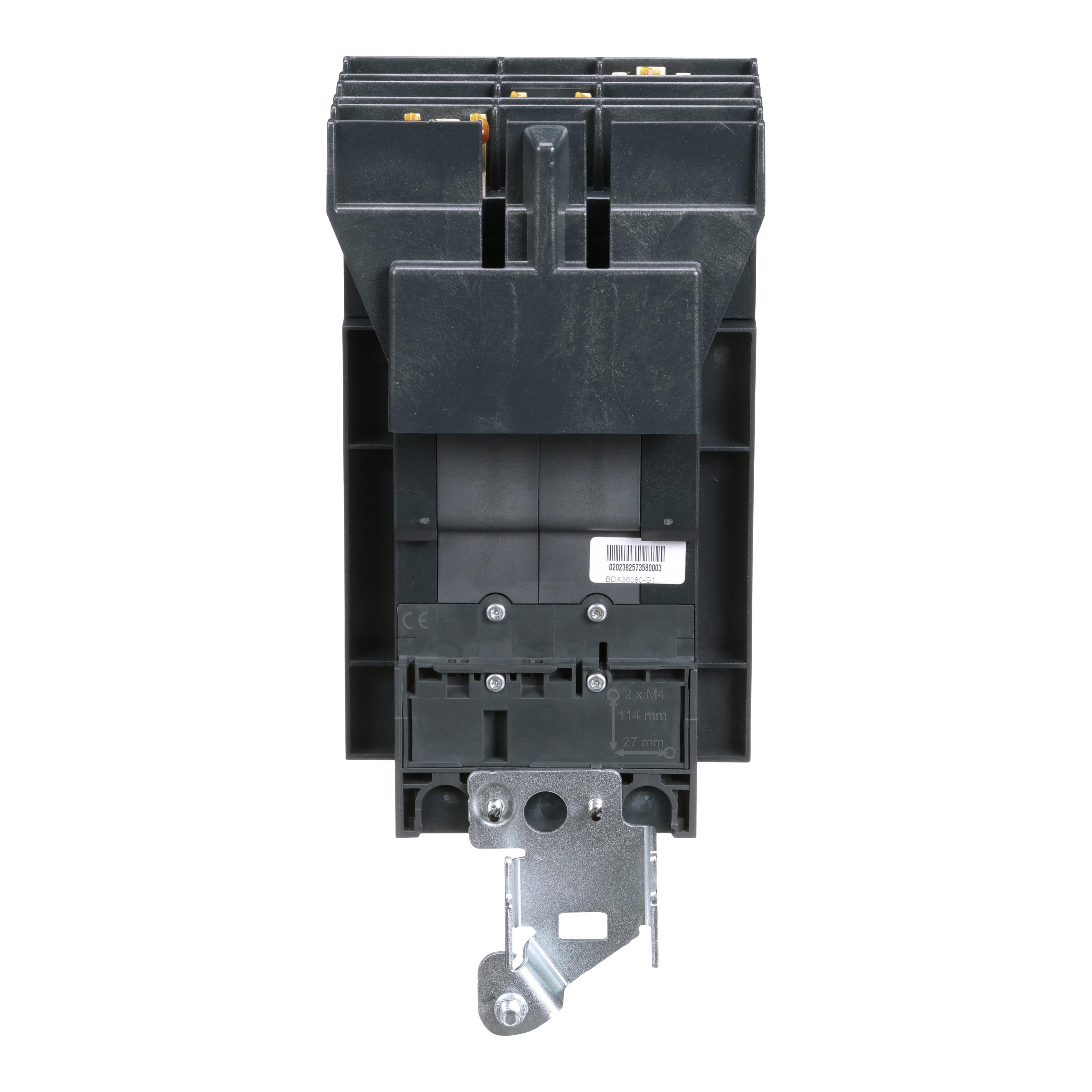 Picture of BDA36080 - Circuit breaker, PowerPacT B, 80A, 3 pole, 600Y/347VAC, 14kA, I-Line, thermal magnetic, 80%, ABC