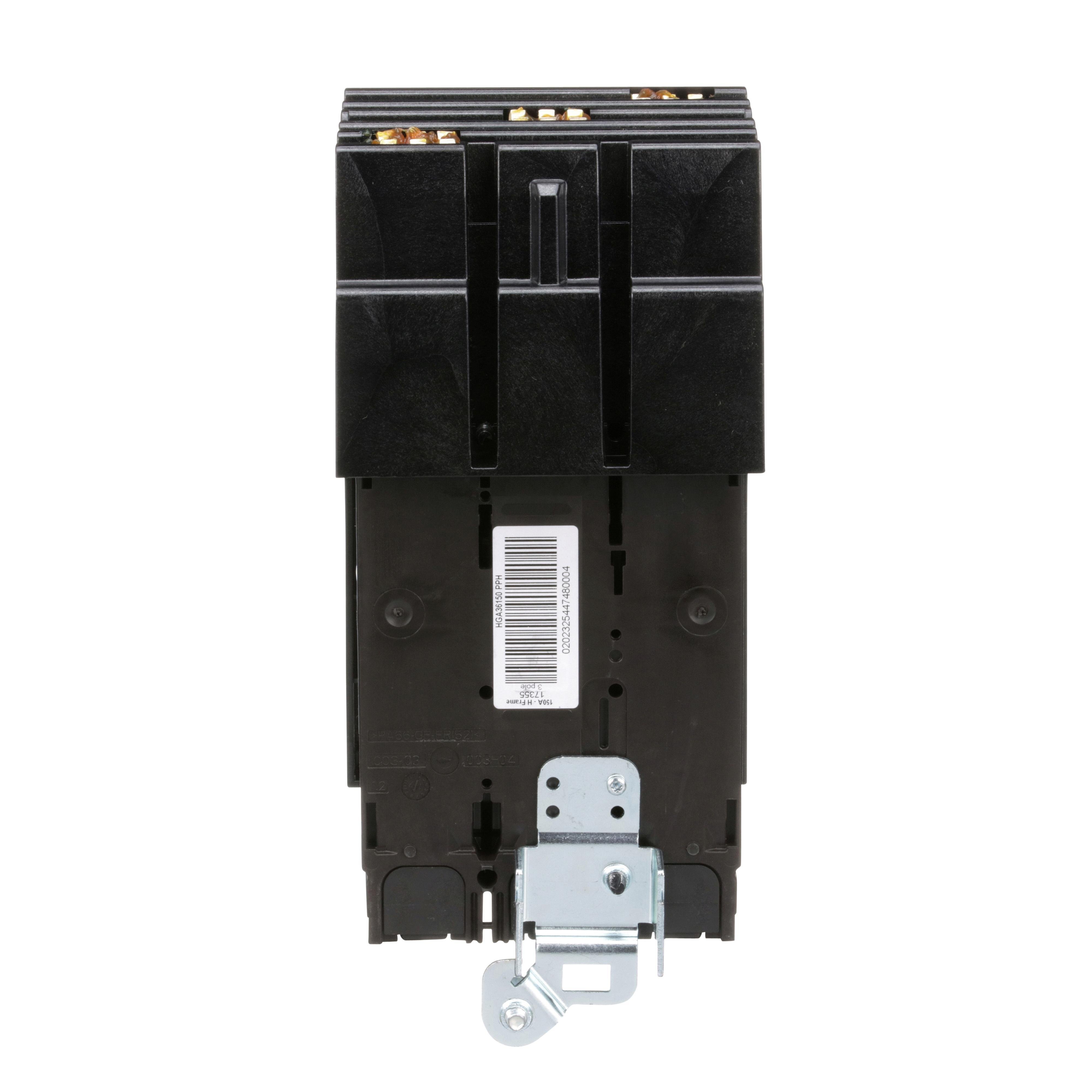 Picture of HGA36150 - Circuit breaker, PowerPacT H, 150A, 3 pole, 600VAC, 18kA, I-Line, thermal magnetic, 80%, ABC