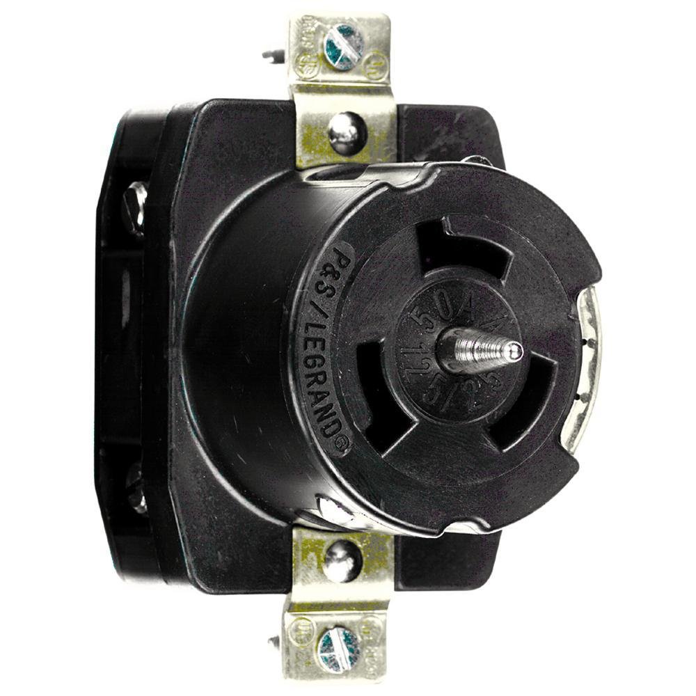 CS8169 - 50A 480V California Standard Single Receptacle, 3-Pole 4-Wire, Black