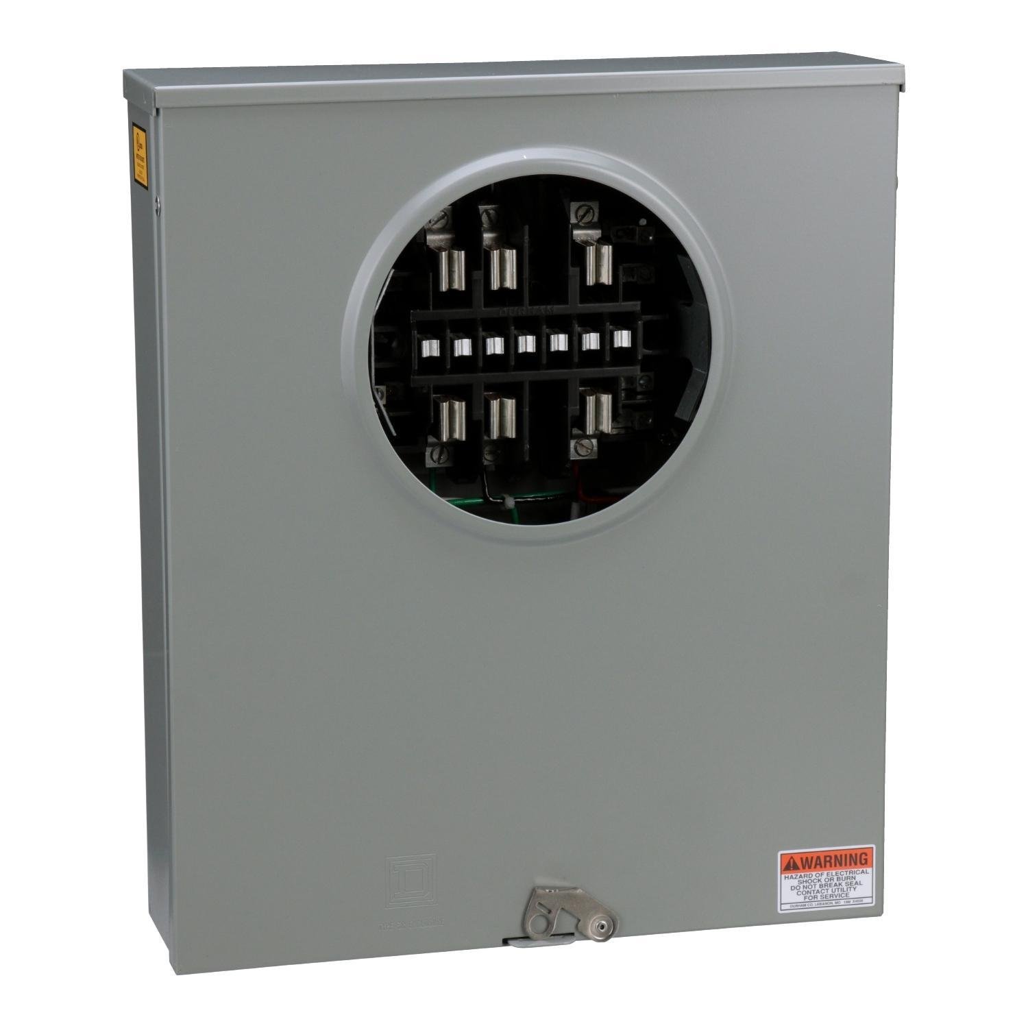Picture of 1007003C - Meter socket, ringless, 3 phase, 4 wire, 20A, 13 jaws, 600VAC max, solid top, no bypass, no jaw release