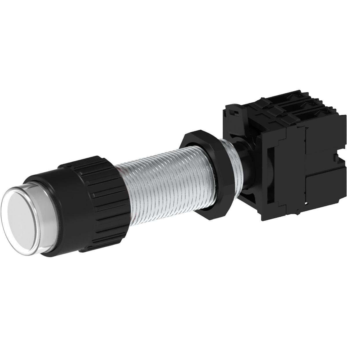 Picture of GZL4C233 - Clear Illuminated Push Button w/ Lamp Holder, 120V AC/DC Lamp & 1 N.O./1 N.C. - Extra Long Length 57mm, 3/4 NPSM