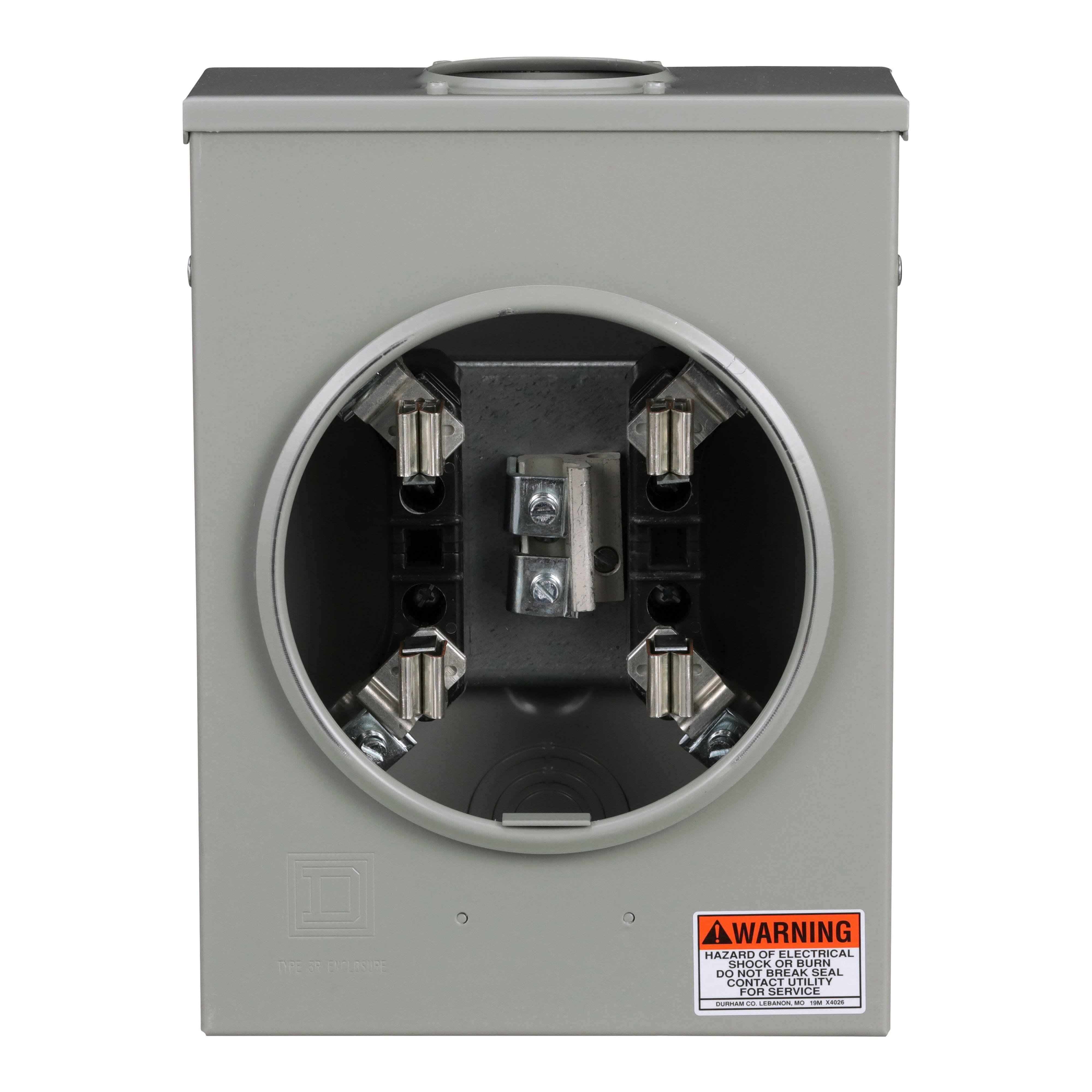 Picture of URTRS101B - Meter socket, ringed, 1 phase, 3 wire, 4 jaw, Series A, 125A, no bypass, no jaw release, OH/UG