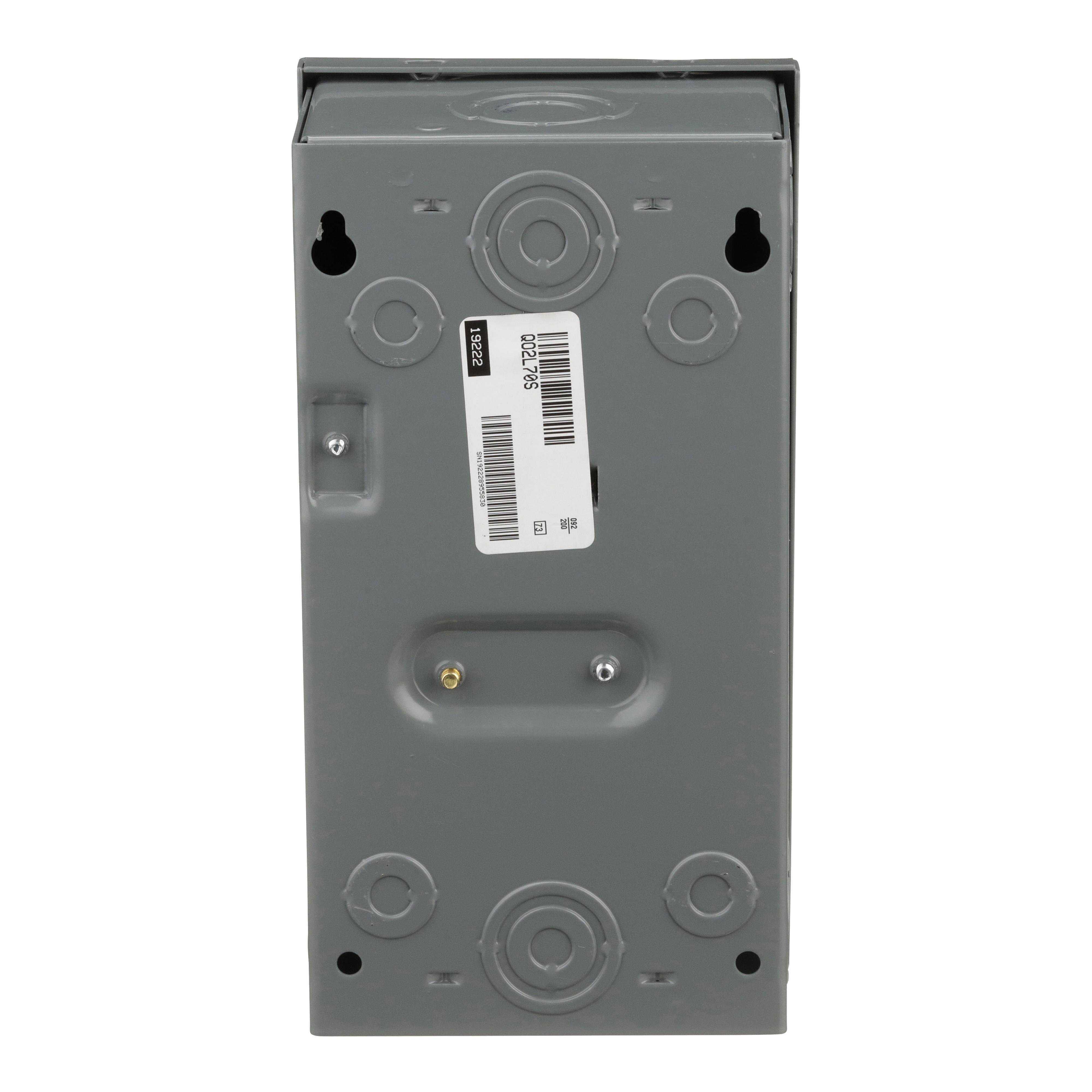 Picture of QO2L70S - Load center, QO, 1 phase, 2 spaces, 2 circuits, 70A fixed main lugs, NEMA1, surface cover
