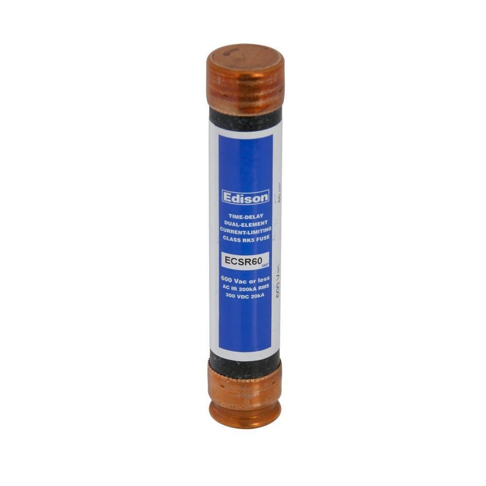 ECSR60 - Eaton Edison ECSR fuse, Time-delay current-limiting fuse, Superior overload and cycling capabilities, 60 A, Dual, Class RK5, Non-indicating, Ferrule end x ferrule end, 10 sec at 500%, 200 kAIC, Standard, 600 V