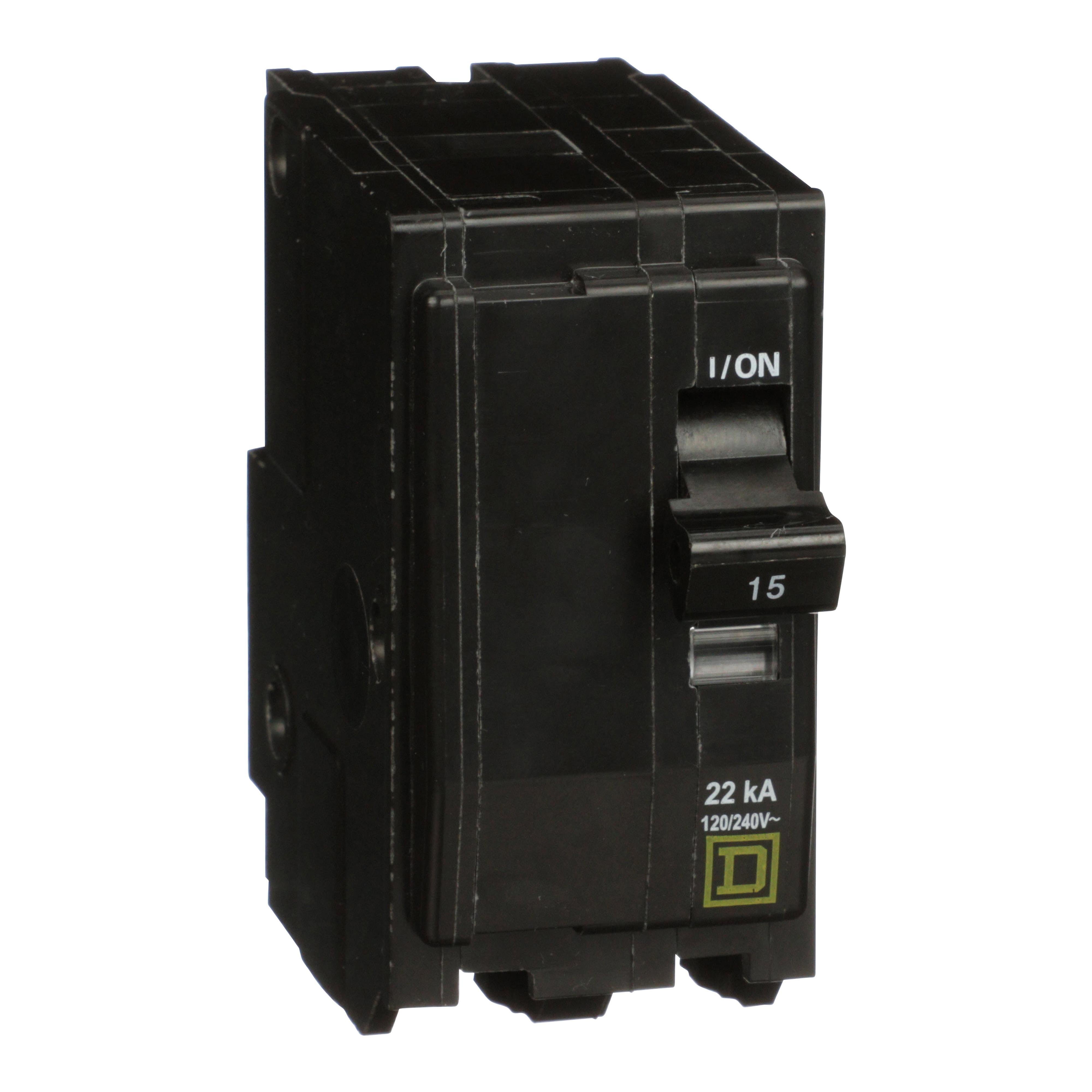 QO215VH - Mini circuit breaker, QO, 15A, 2 pole, 120/240VAC, 22kA, plug in