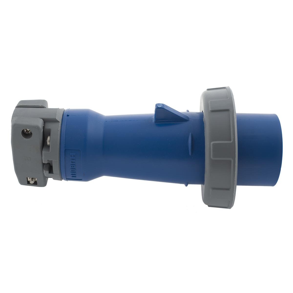 HBL4100P9W - Heavy Duty Products, IEC Pin and Sleeve Devices, Industrial Grade, Male, Plug, 100A 3-Phase Delta 250V AC, 3- Pole 4-Wire Grounding, Terminal Screws, Blue, Watertight