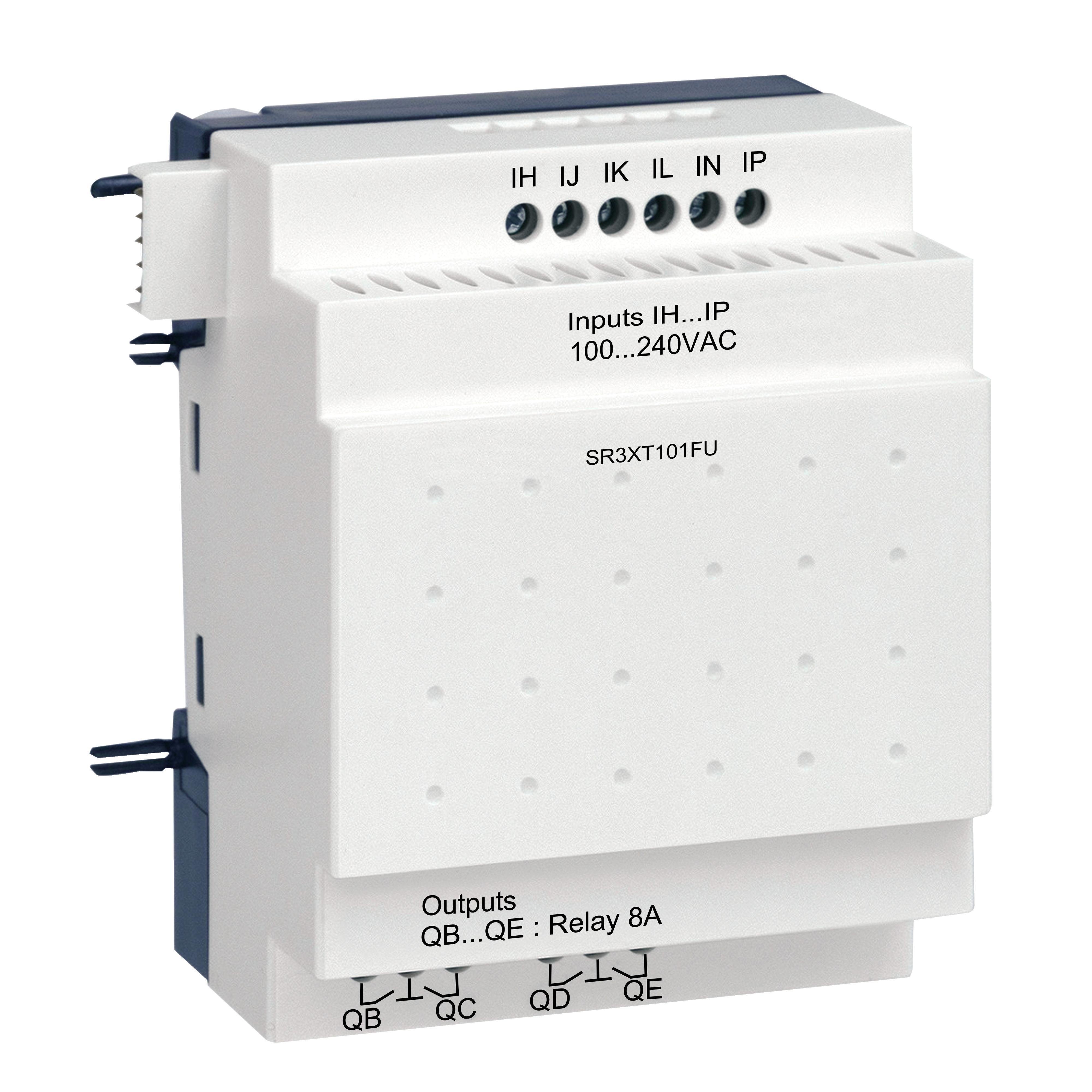 Picture of SR3XT101FU - discrete IO extension module, Zelio Logic SR2 SR3, 10 IO, 100 to 240V AC