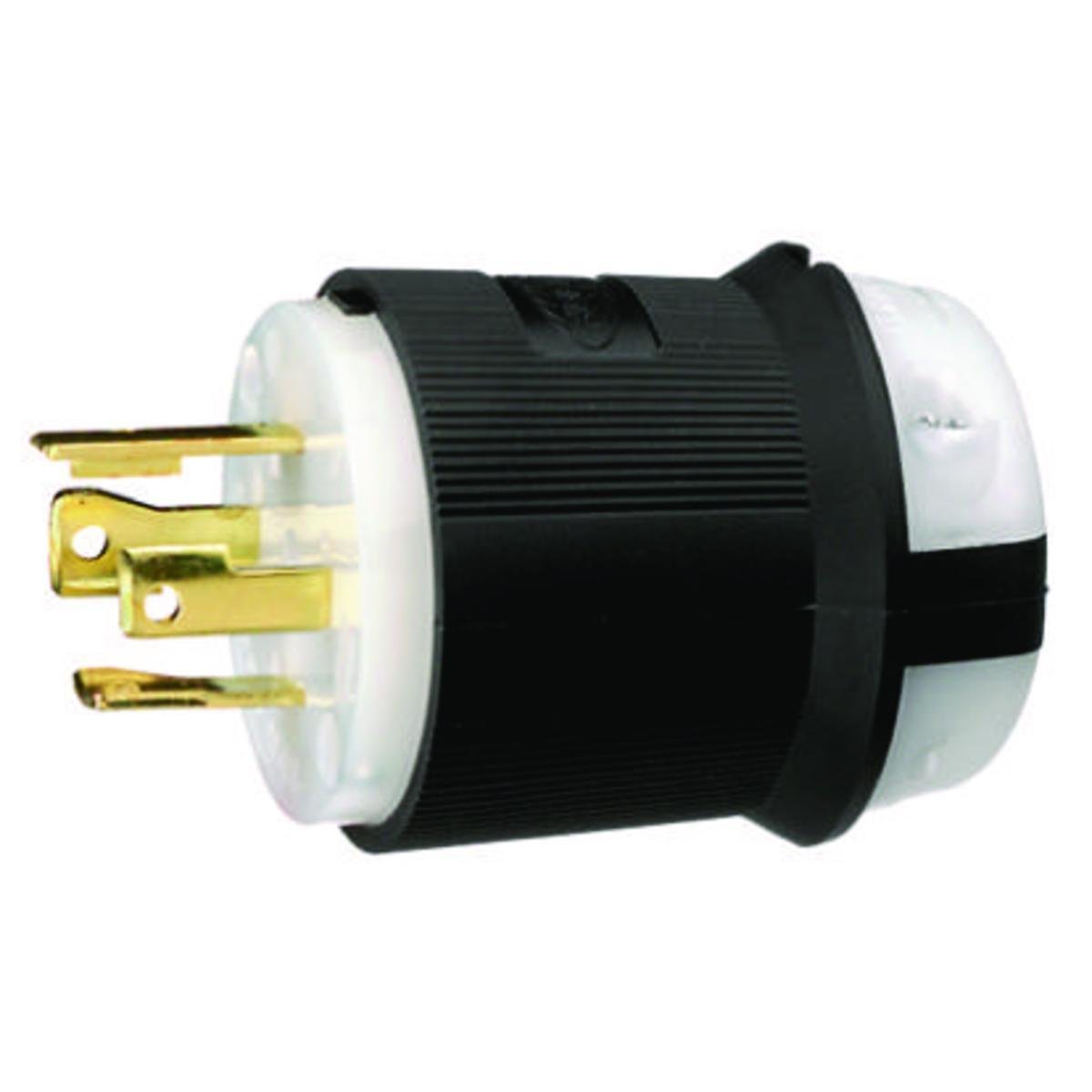 HBL2731 - Locking Devices, Twist-Lock®, Industrial, Male Plug, 30A 3-Phase 480V AC, 3-Pole 4-Wire Grounding, L16-30P, Screw Terminal, Black and White