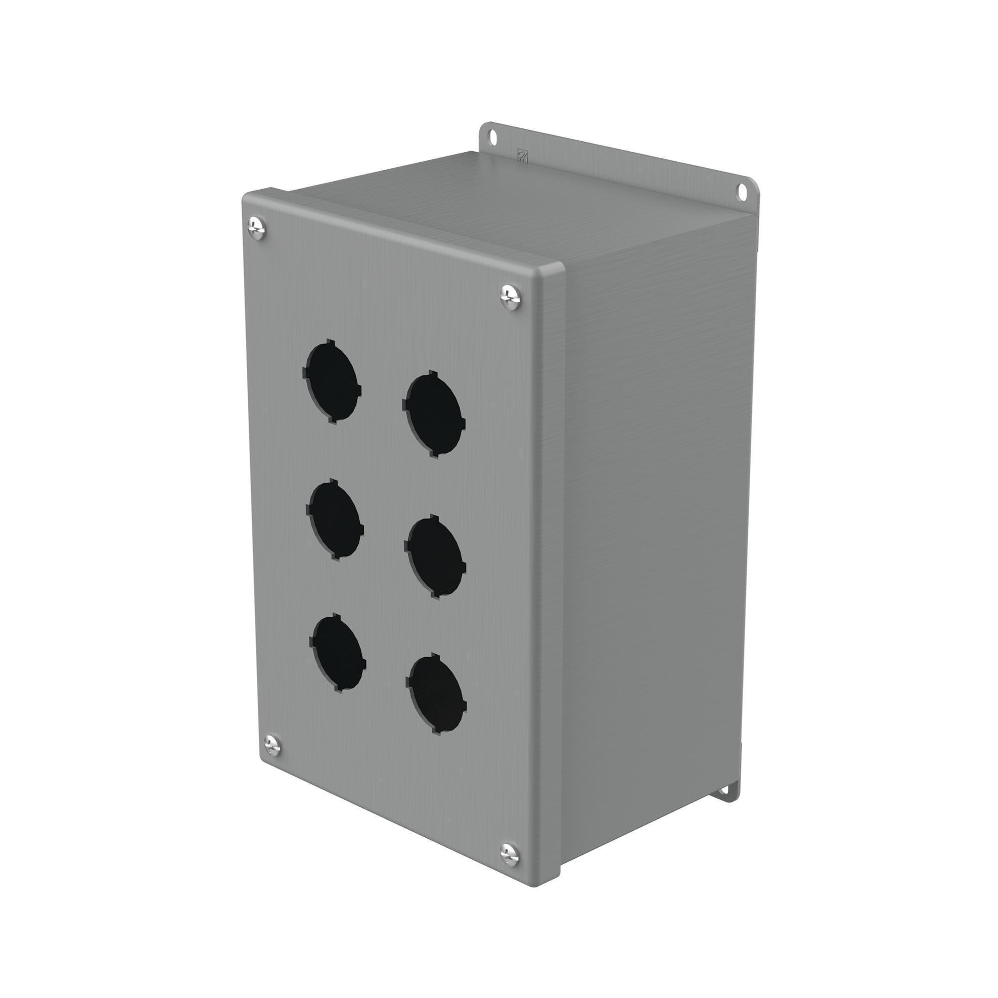 Extra-Deep Pushbutton Enclosure Type 12, 6PBx30.5mm, Gray, Steel