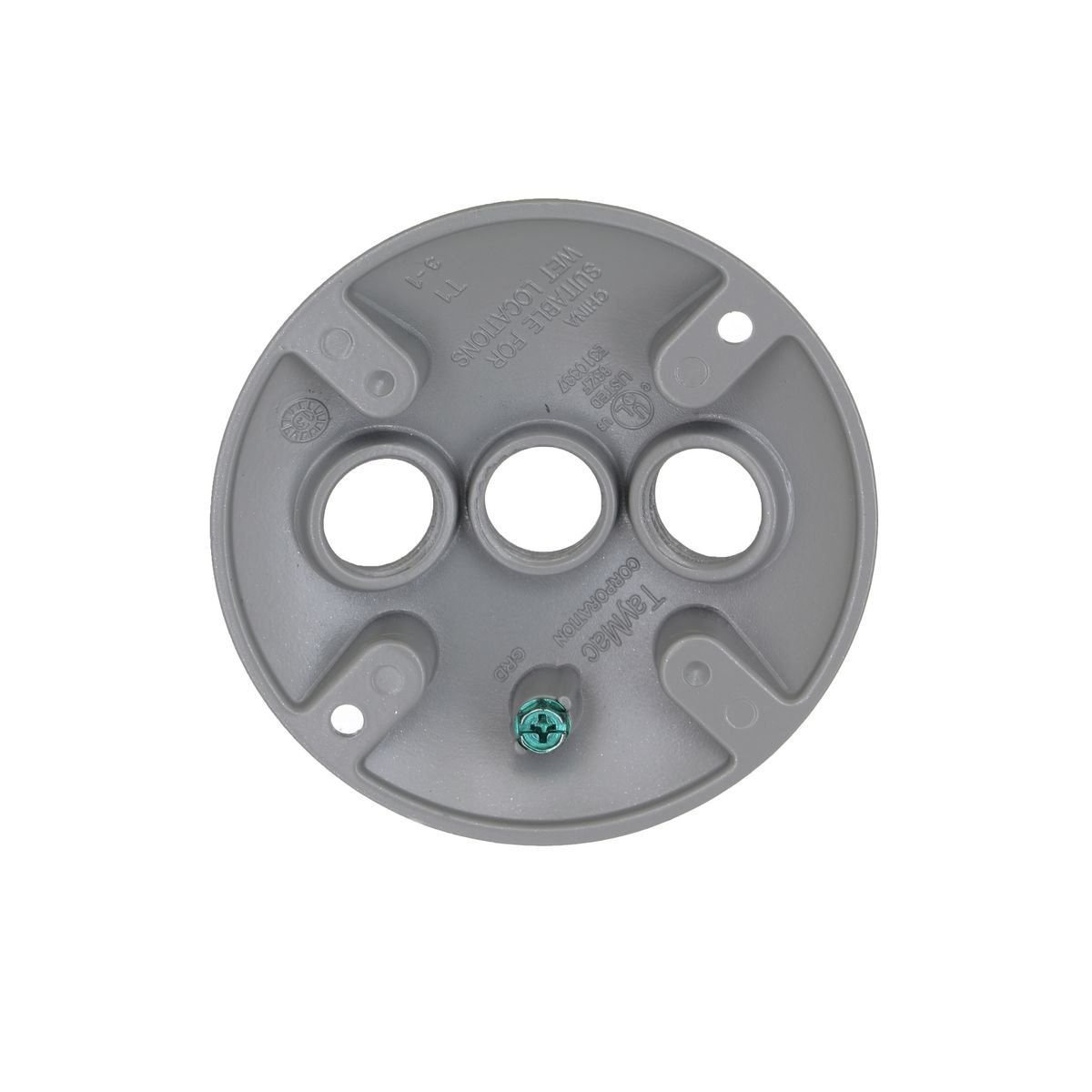 Picture of 5197-0 - Round Weatherproof Cluster Cover, Three 1/2 in. Threaded Outlets, Gray