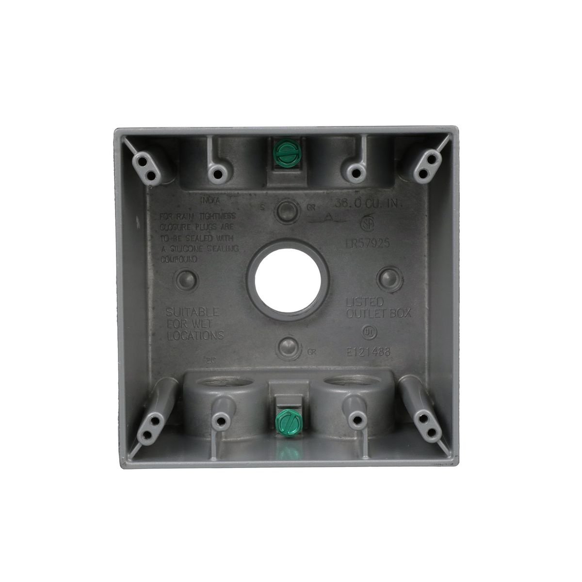 Picture of 5388-0 - 2-Gang Weatherproof Deep Box, Five 3/4 in. Threaded Outlets, Gray