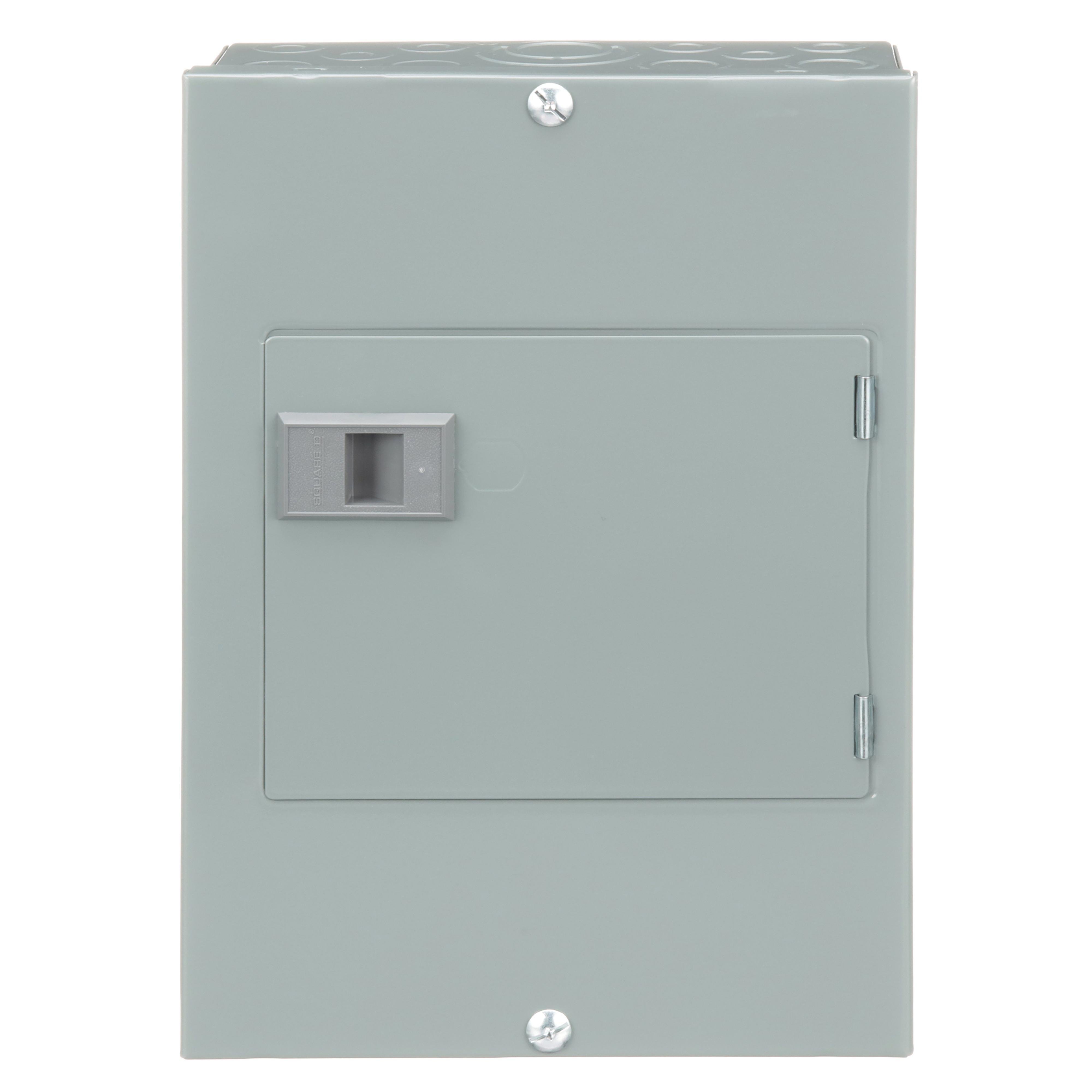 QO816L100DSCU - Load center, QO, 1 phase, 8 spaces, 16 circuits, 100A fixed main lugs, NEMA1, door surface cover, Cu bus