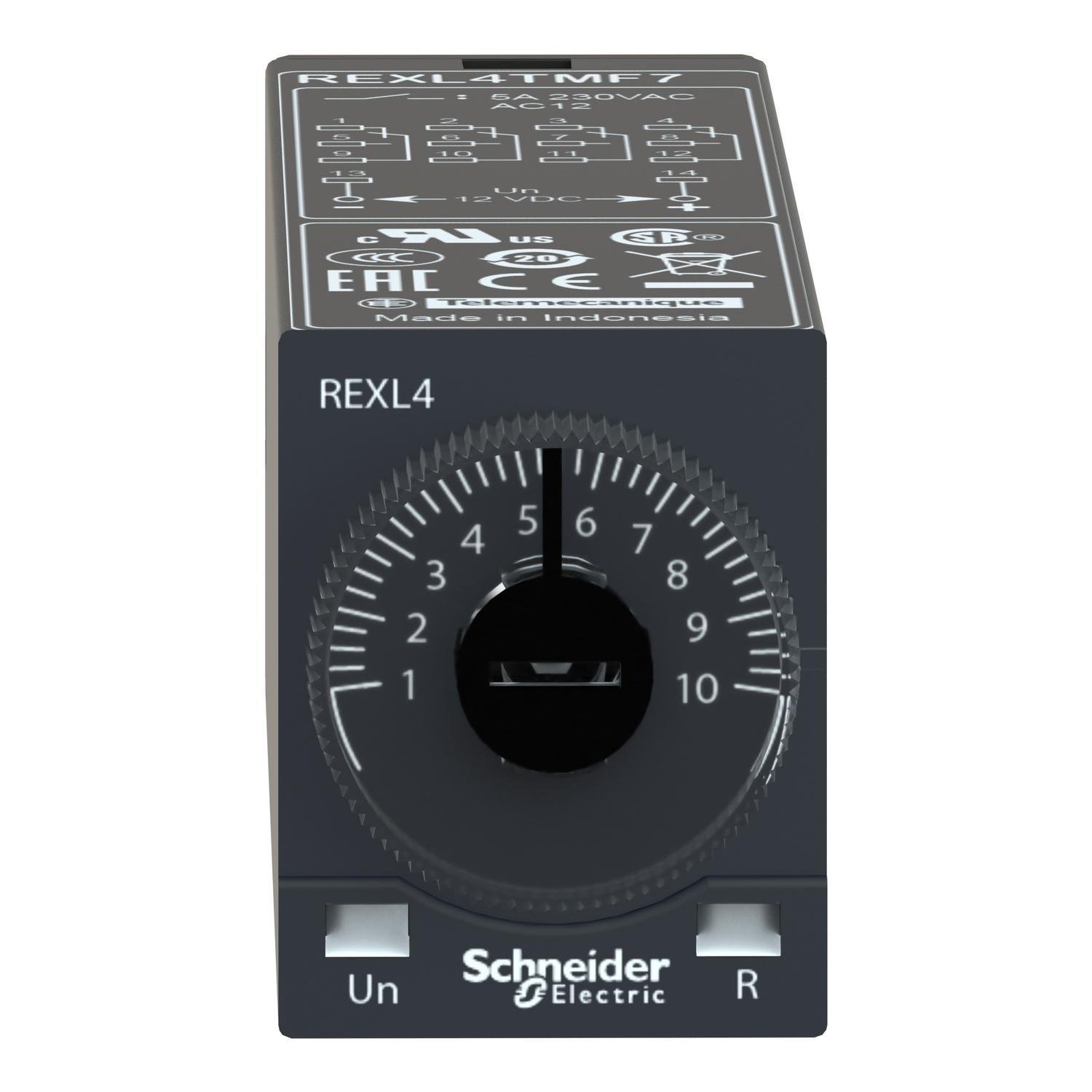 REXL4TMF7 - single function relay, Harmony Timer Relays, 5A, 4CO, 0.1s..100h, on delay, 120V AC