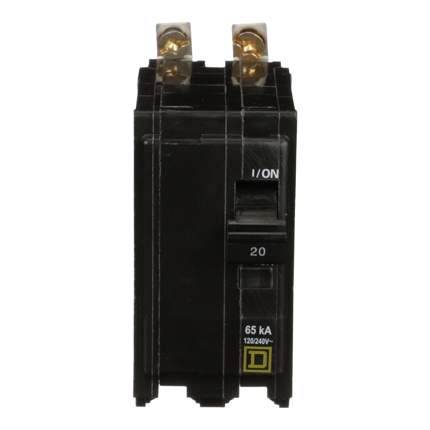 QHB220 - Mini circuit breaker, QO, 20A, 2 pole, 120/240VAC, 65kA, bolt on