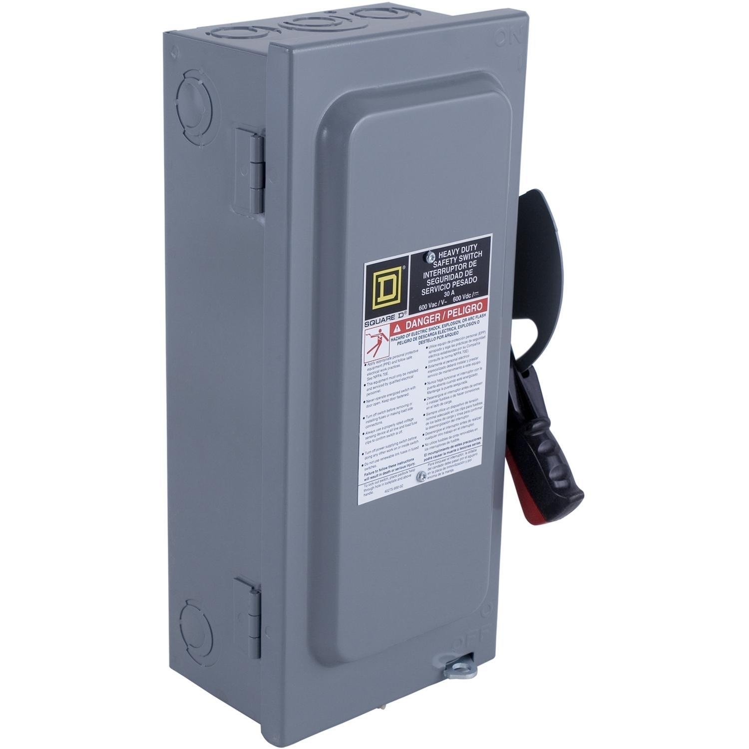 HU463 - Safety switch, heavy duty, non fusible, 100A, 4 pole, 75HP, 600V AC/DC, NEMA1