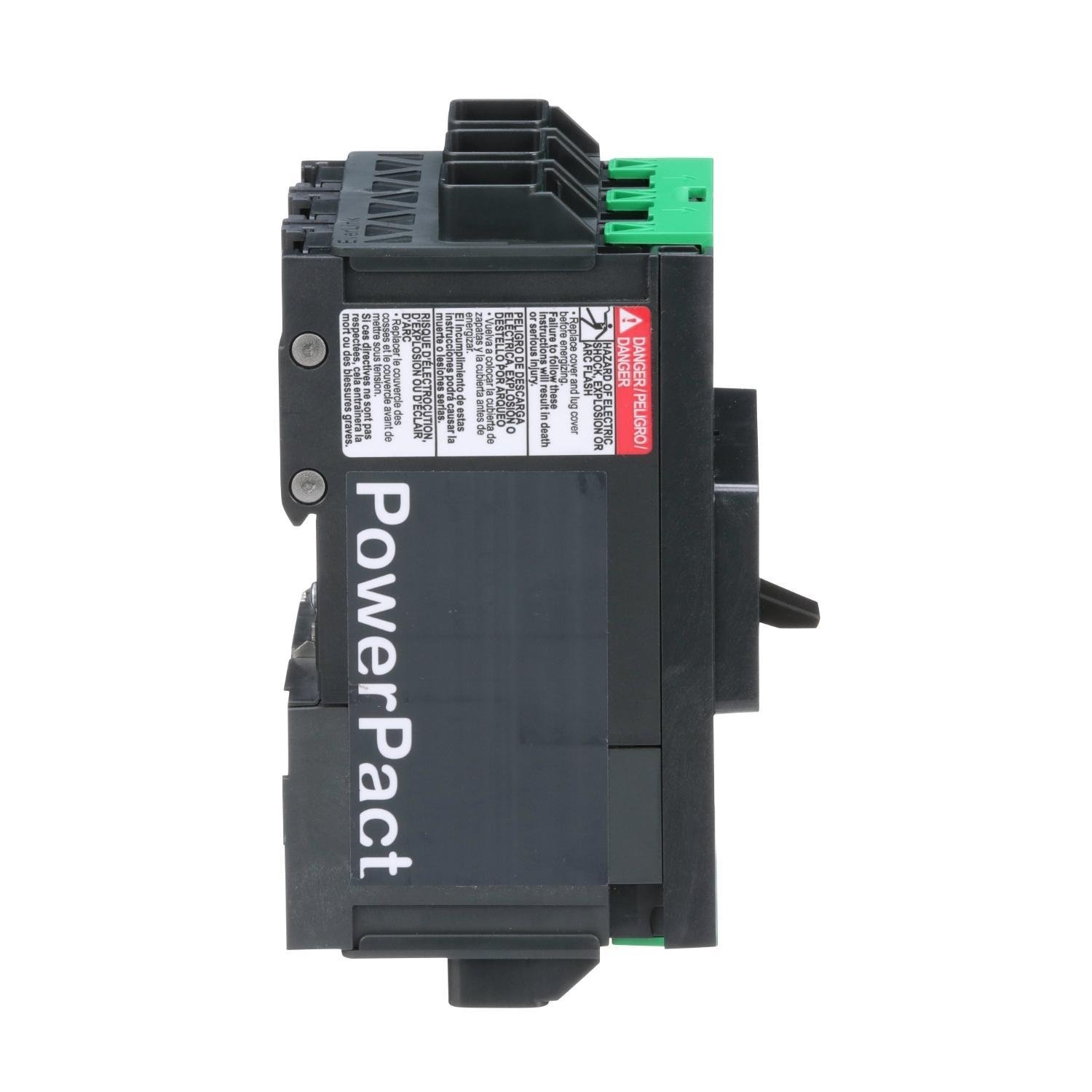 Picture of BJL36015 - Circuit breaker, PowerPacT B, 15A, 3 pole, 600Y/347VAC, 25kA, lugs, thermal magnetic, 80%