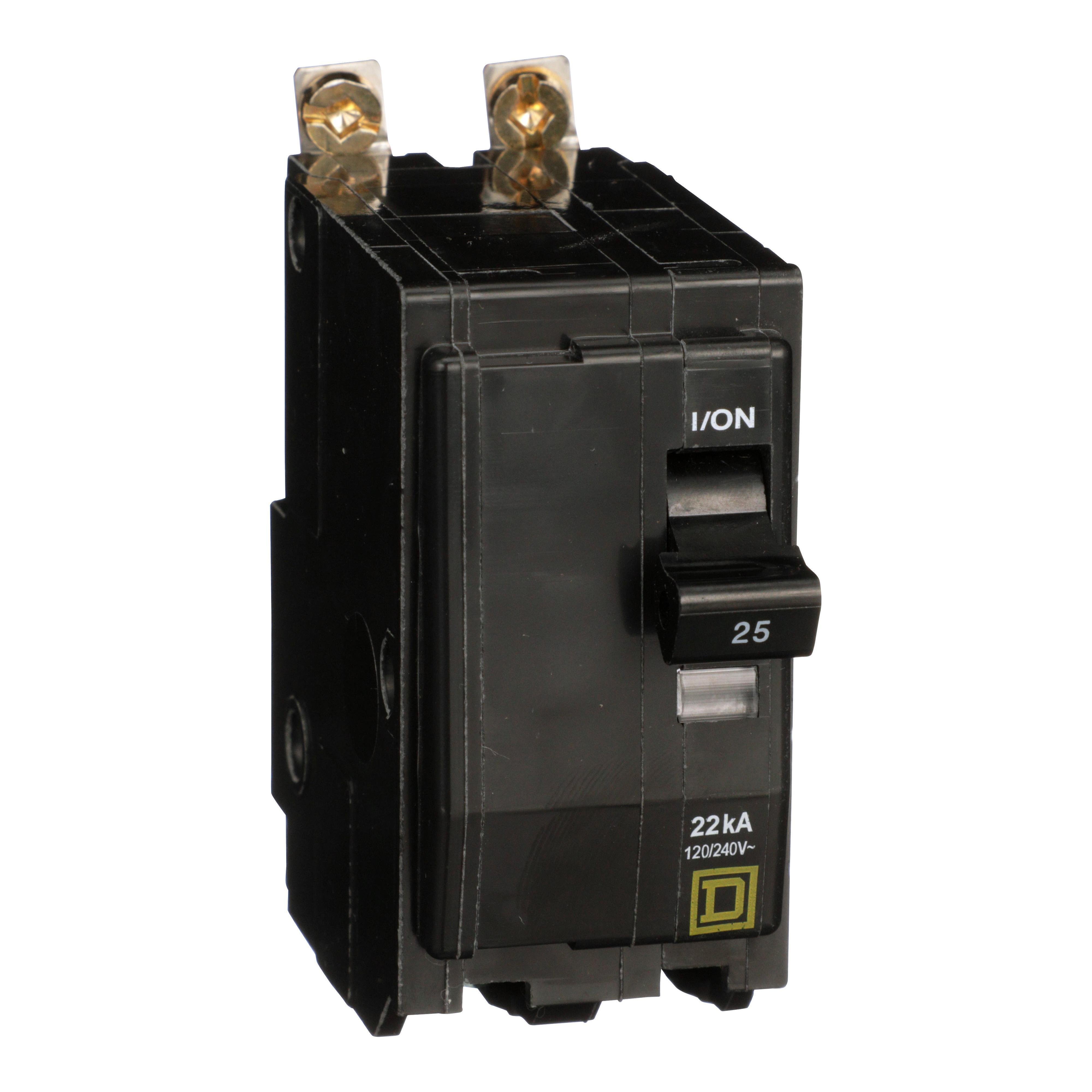Picture of QOB225VH - Mini circuit breaker, QO, 25A, 2 pole, 120/240VAC, 22kA, bolt on