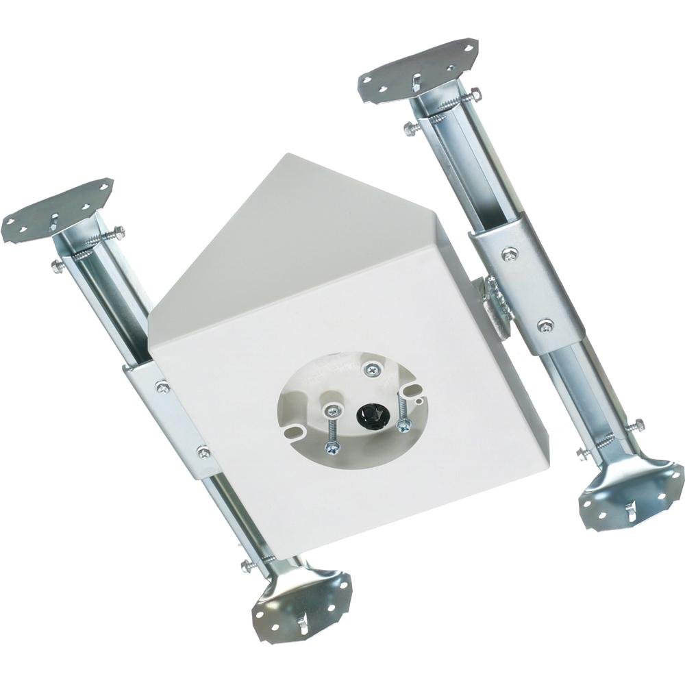 FBX900 - Fan and fixture mounting box for new construction. Fits catheadral ceilings up to 80 degrees or larger. 70lb, 200lb fixture. Paintable textured finish. 14.5 cu. 8" square mounting surface handles fans with larger canopies. Expandable bracket hold