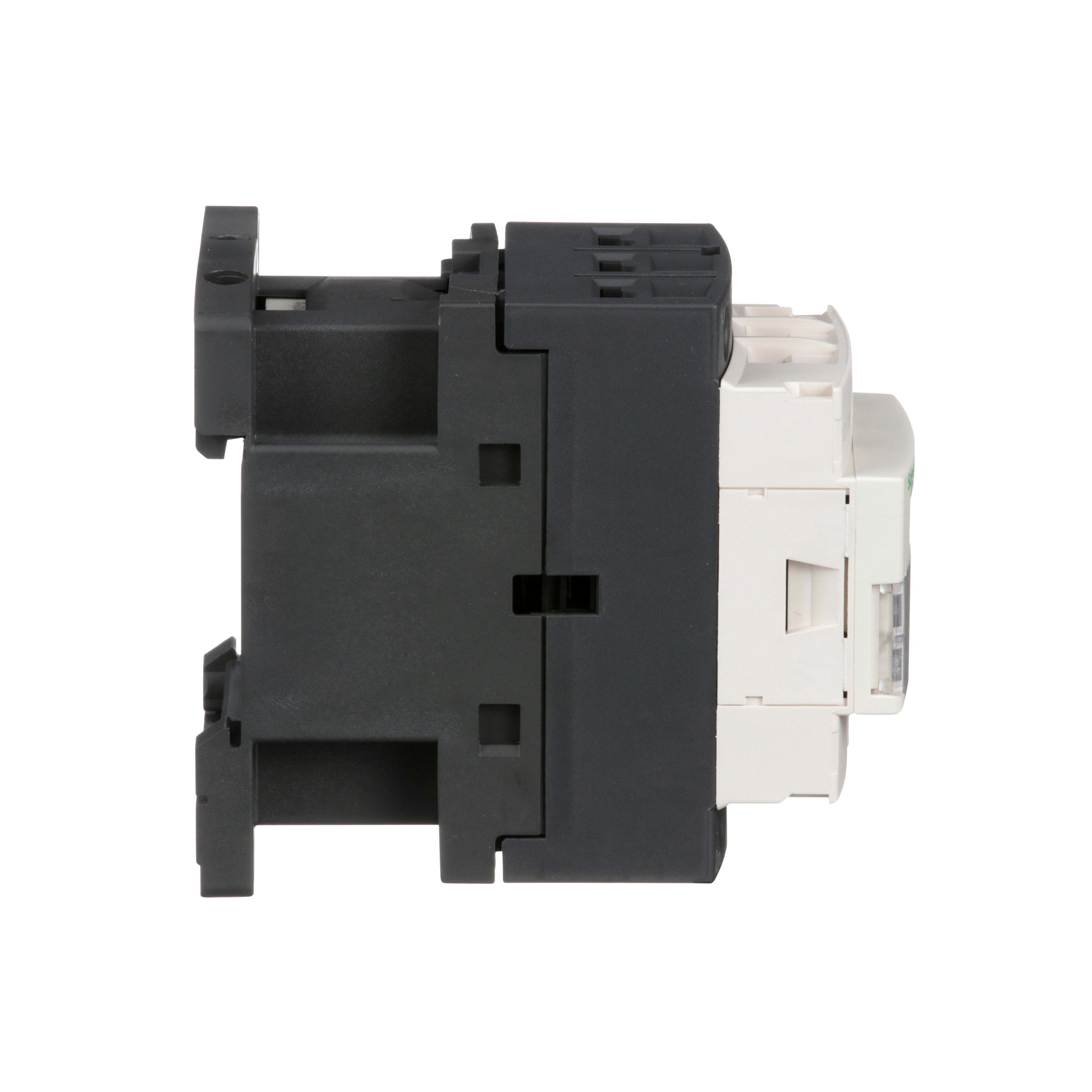 Picture of LC1D09G7 - IEC contactor, TeSys Deca, nonreversing, 9A, 5HP at 480VAC, up to 100kA SCCR, 3 phase, 3 NO, 120VAC 50/60Hz coil, open style