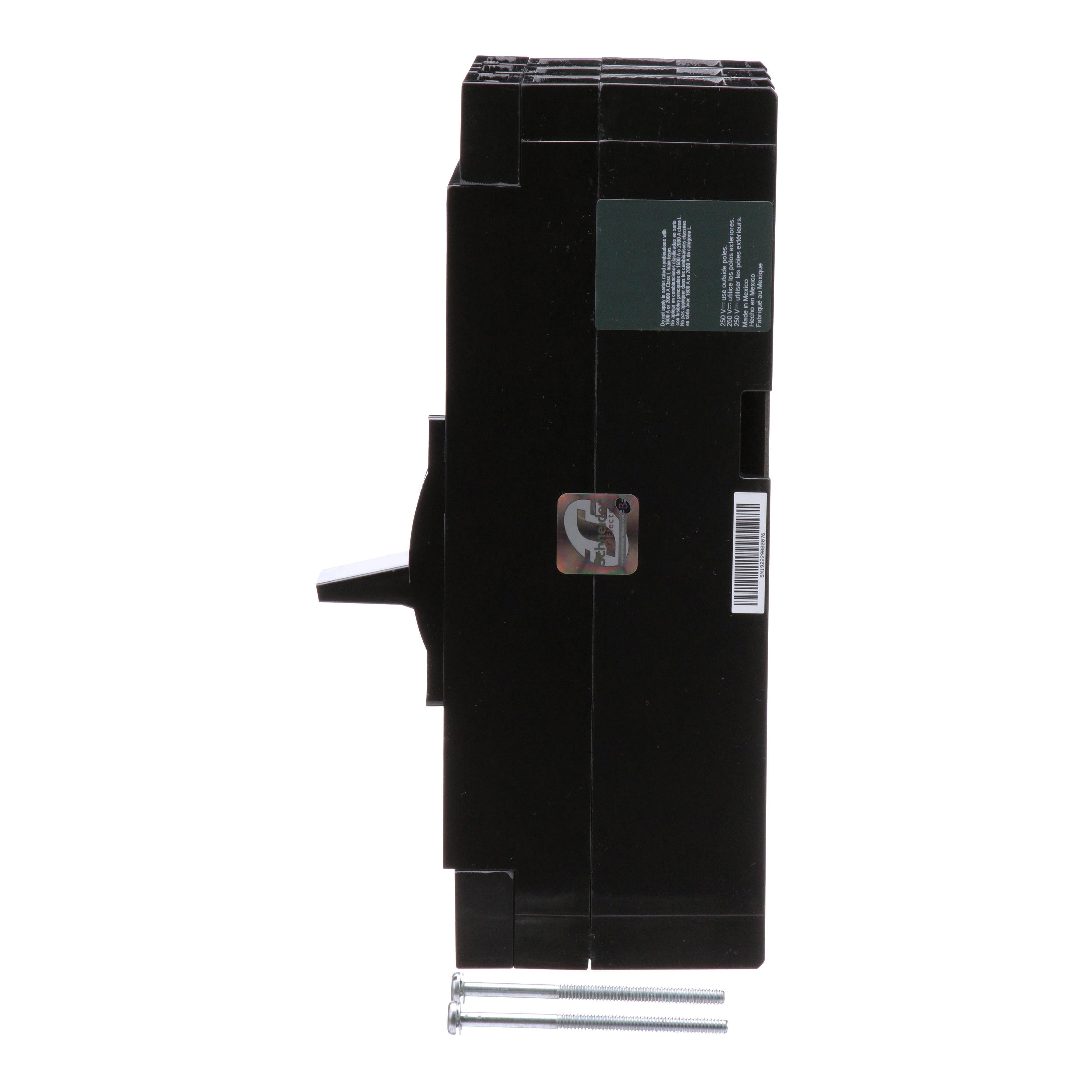 Picture of LAL36250MB - Circuit breaker, LA, 250A, 3 pole, 600VAC, 22kA, 250VDC, 10kA, lugs, thermal magnetic, short handle