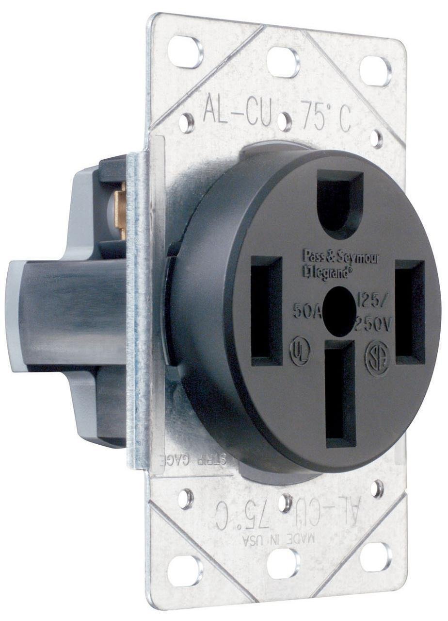 3894 - 50 Amp 125/250V NEMA 14-50R Flush Mount Electrical Outlet for Ranges / Dryers / EV Chargers