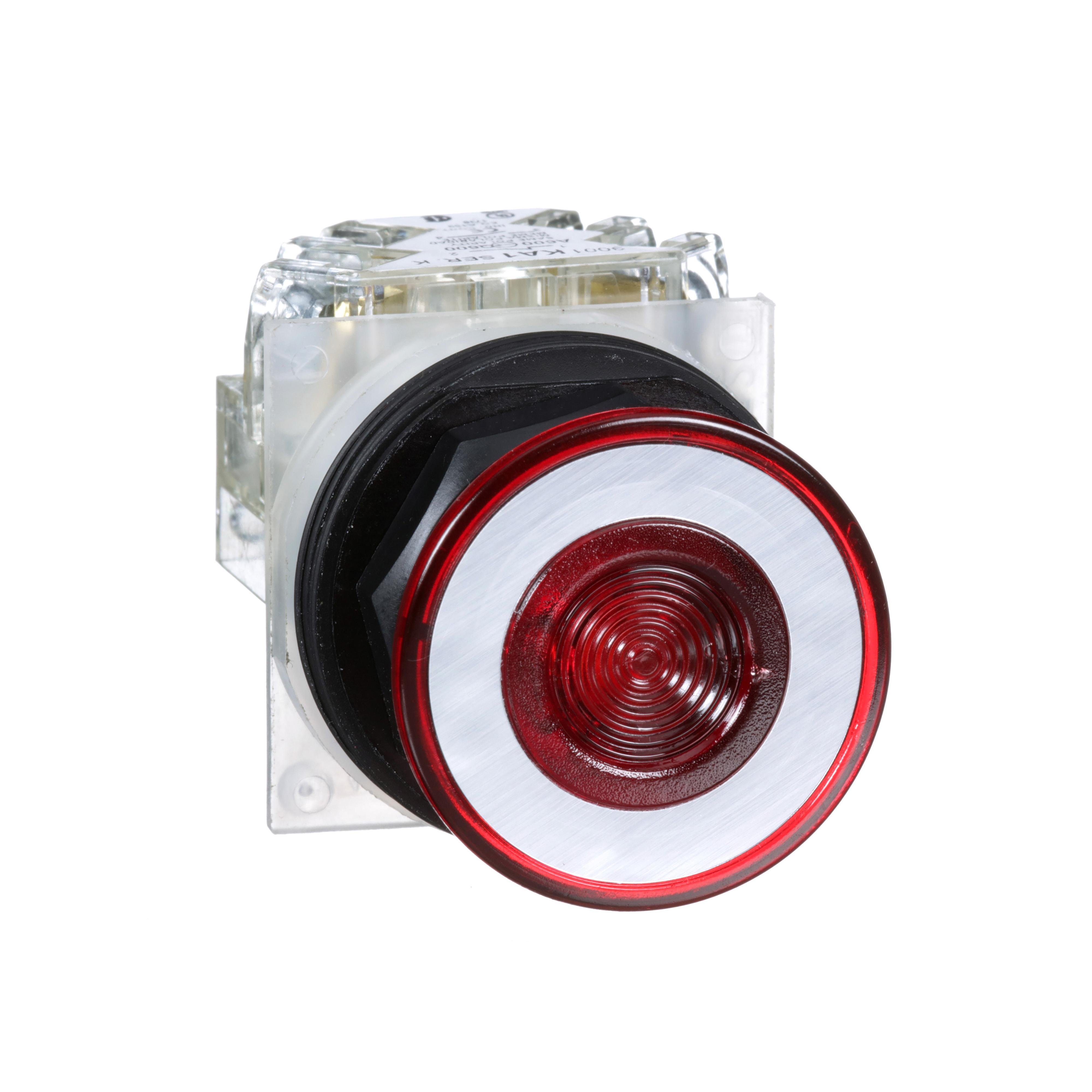 Picture of 9001SKR9RH13 - 30mm Push Button, Type SK, push pull operator, red mushroom cap, 1 NO and 1 NC