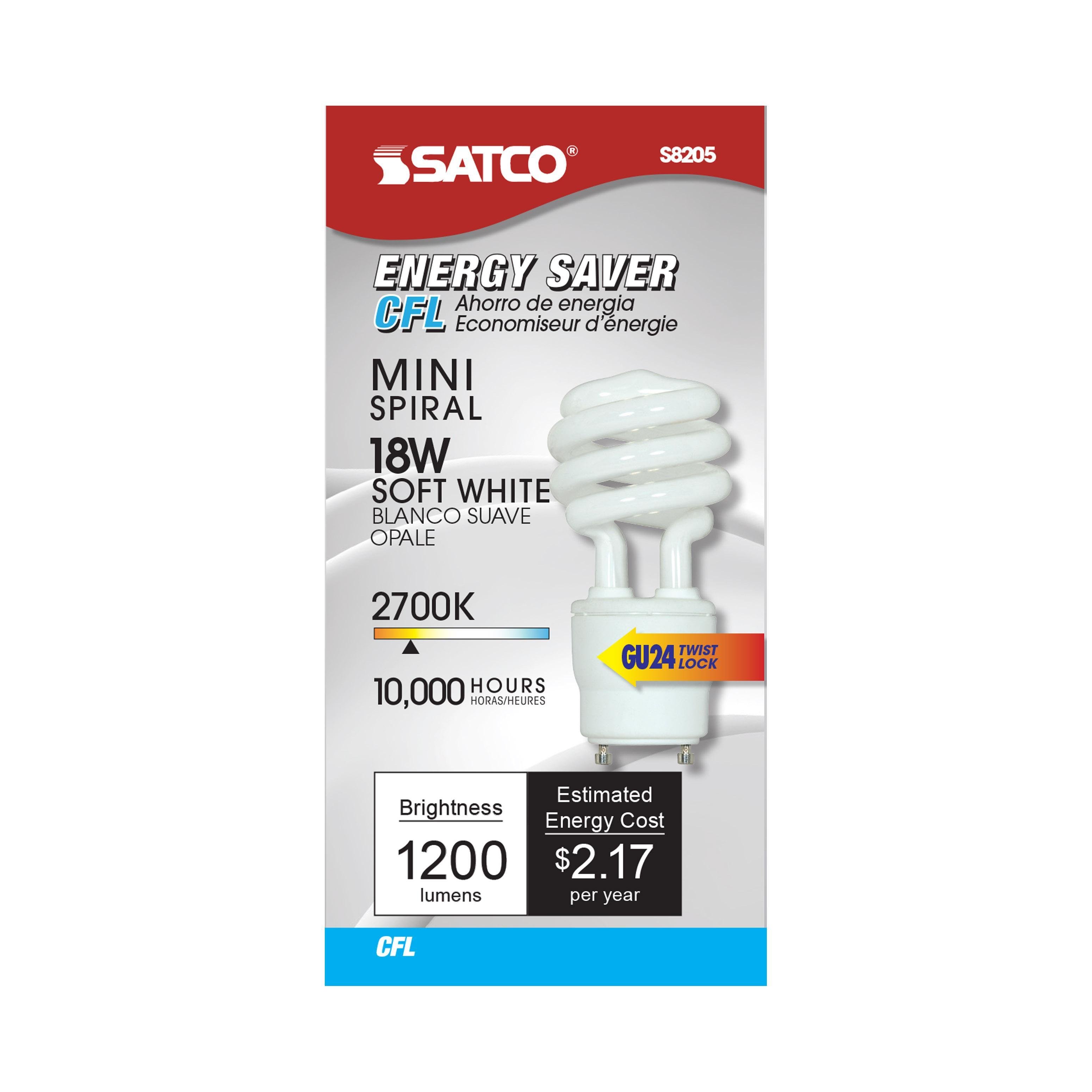 Picture of S8205 - 18 Watt - Mini Spiral Compact Fluorescent - 2700K - 82 CRI - GU24 base - 120 Volt