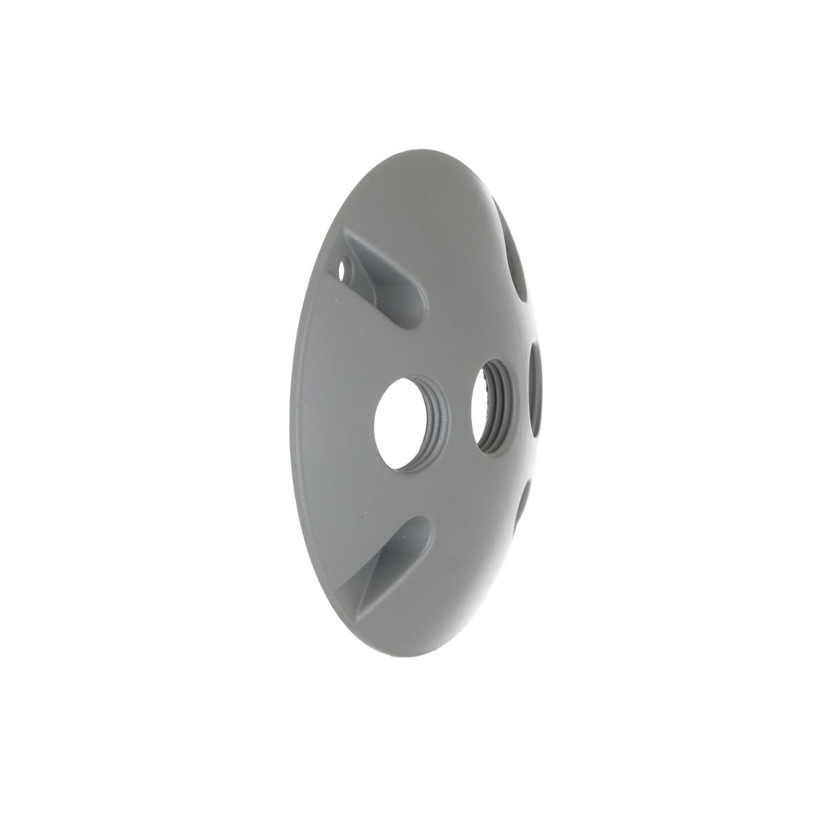 5197-0 - Round Weatherproof Cluster Cover, Three 1/2 in. Threaded Outlets, Gray