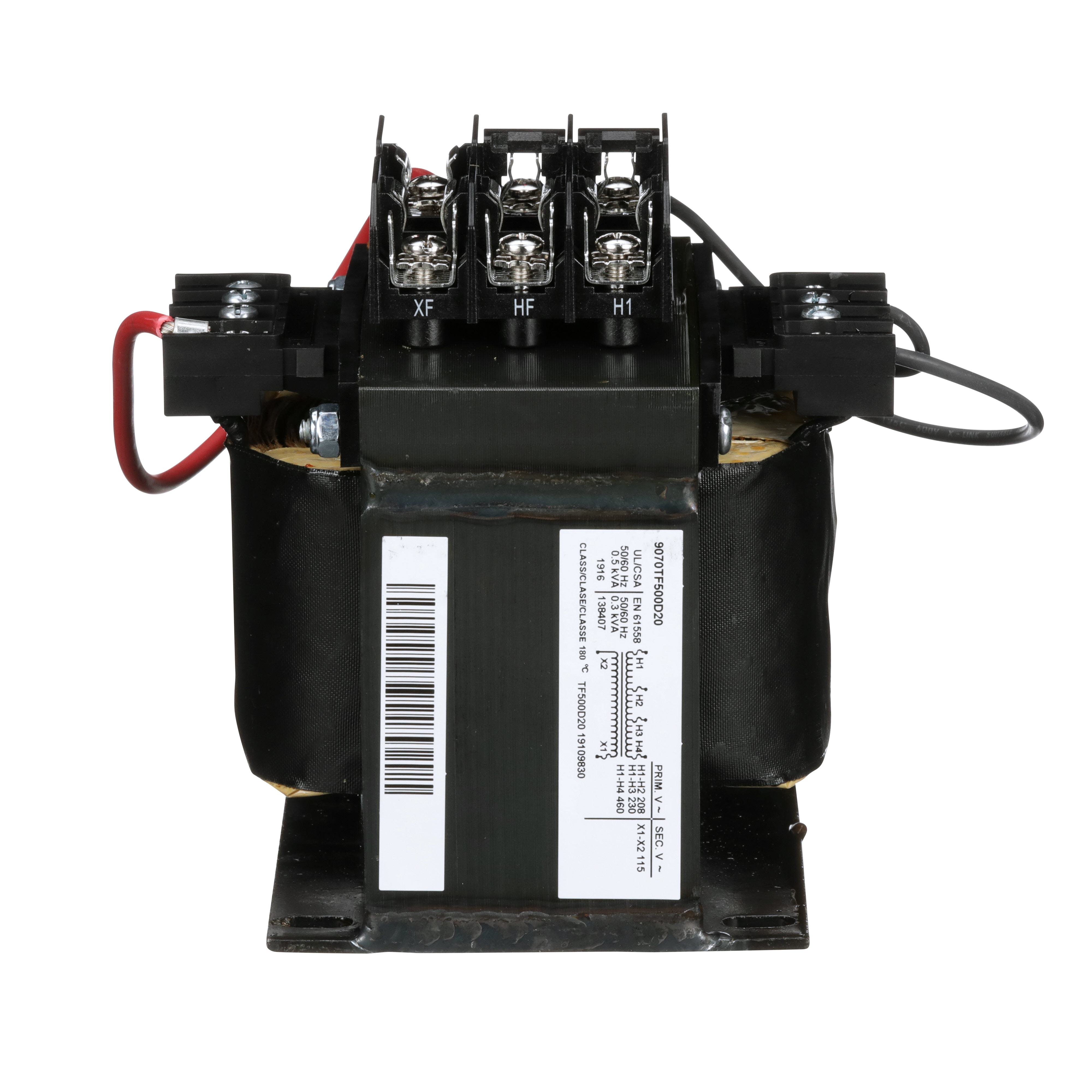 Picture of 9070TF500D20 - Industrial control transformer, Type TF, 1 phase, 500VA, 208/230/460V primary, 115V secondary, 50/60Hz