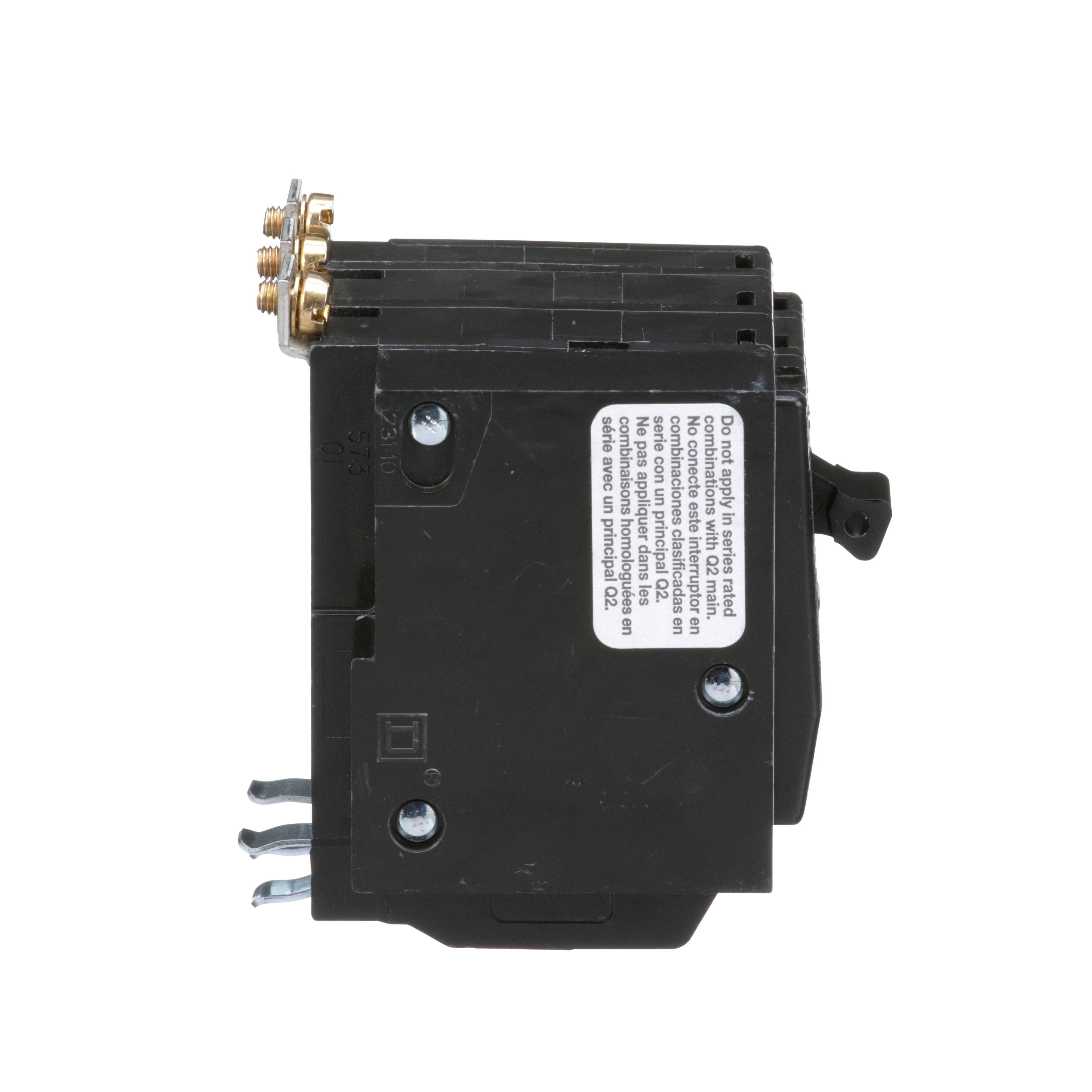 Picture of QOB3601021 - Mini circuit breaker, QO, 60A, 3 pole, 120/240VAC, 10kA, bolt on, AC shunt
